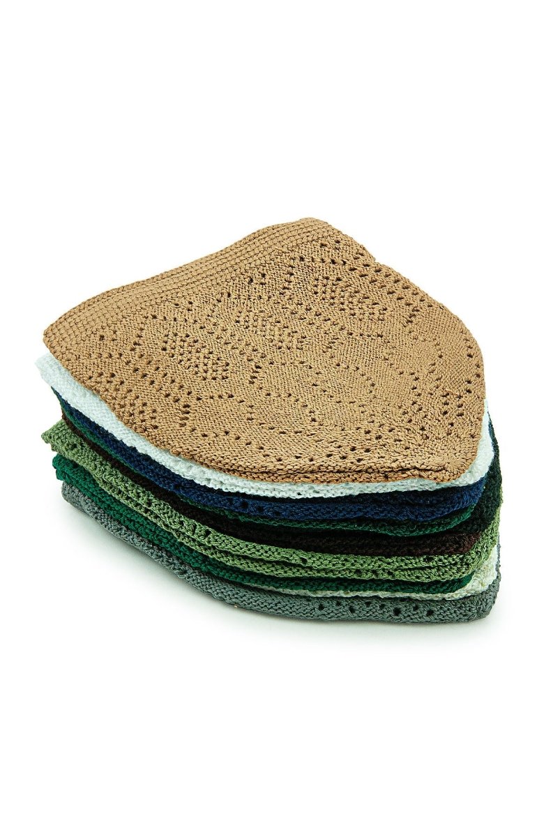 10 - Pack Muslim Kufi Hat & Prayer Cap | Taqiyah | Takke | Peci | Islamic Skullcaps - ihvan