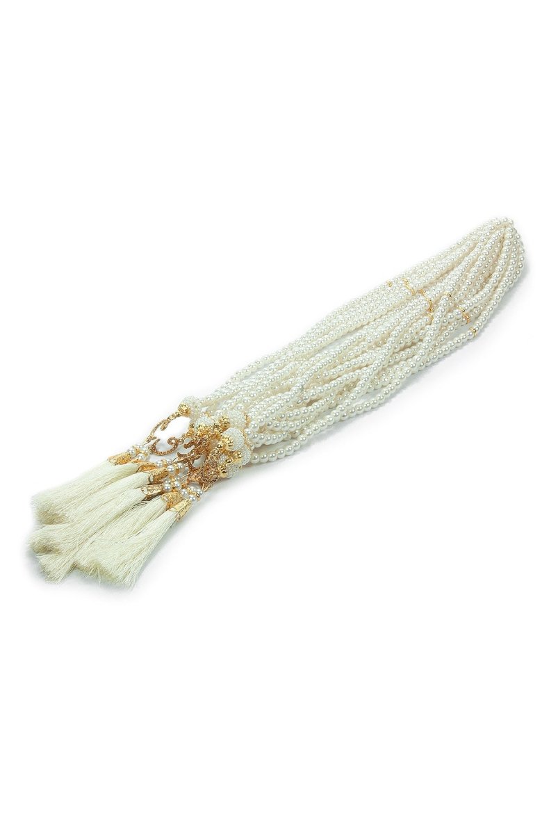 10 Pieces 99 - Bead Pearl Tasbih, Vav Letter, Ideal for Mevlid, Hajj, and Umrah Gifts - Gold - ihvan