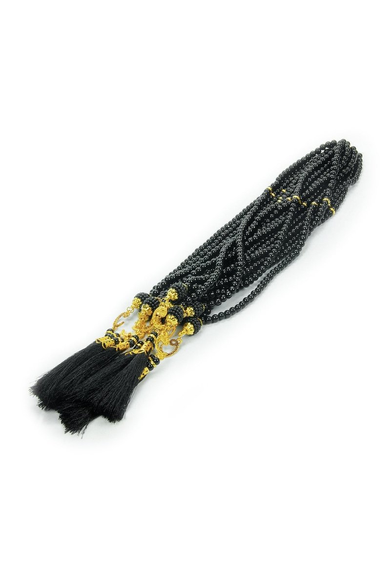 10 Pieces 99 - Bead Pearl Tasbih, Vav Letter, Ideal for Mevlid, Hajj, and Umrah Gifts - Gold - ihvan