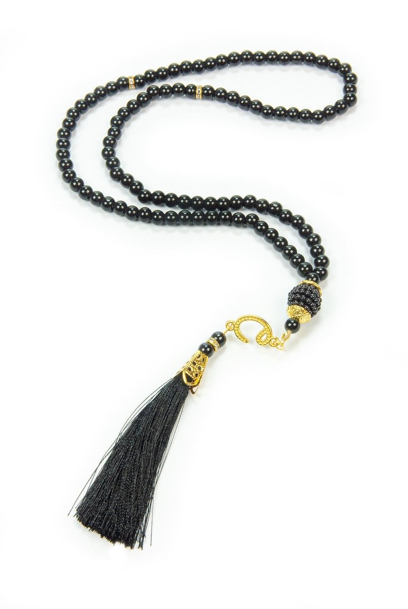 10 Pieces 99 - Bead Pearl Tasbih, Vav Letter, Ideal for Mevlid, Hajj, and Umrah Gifts - Gold - ihvan