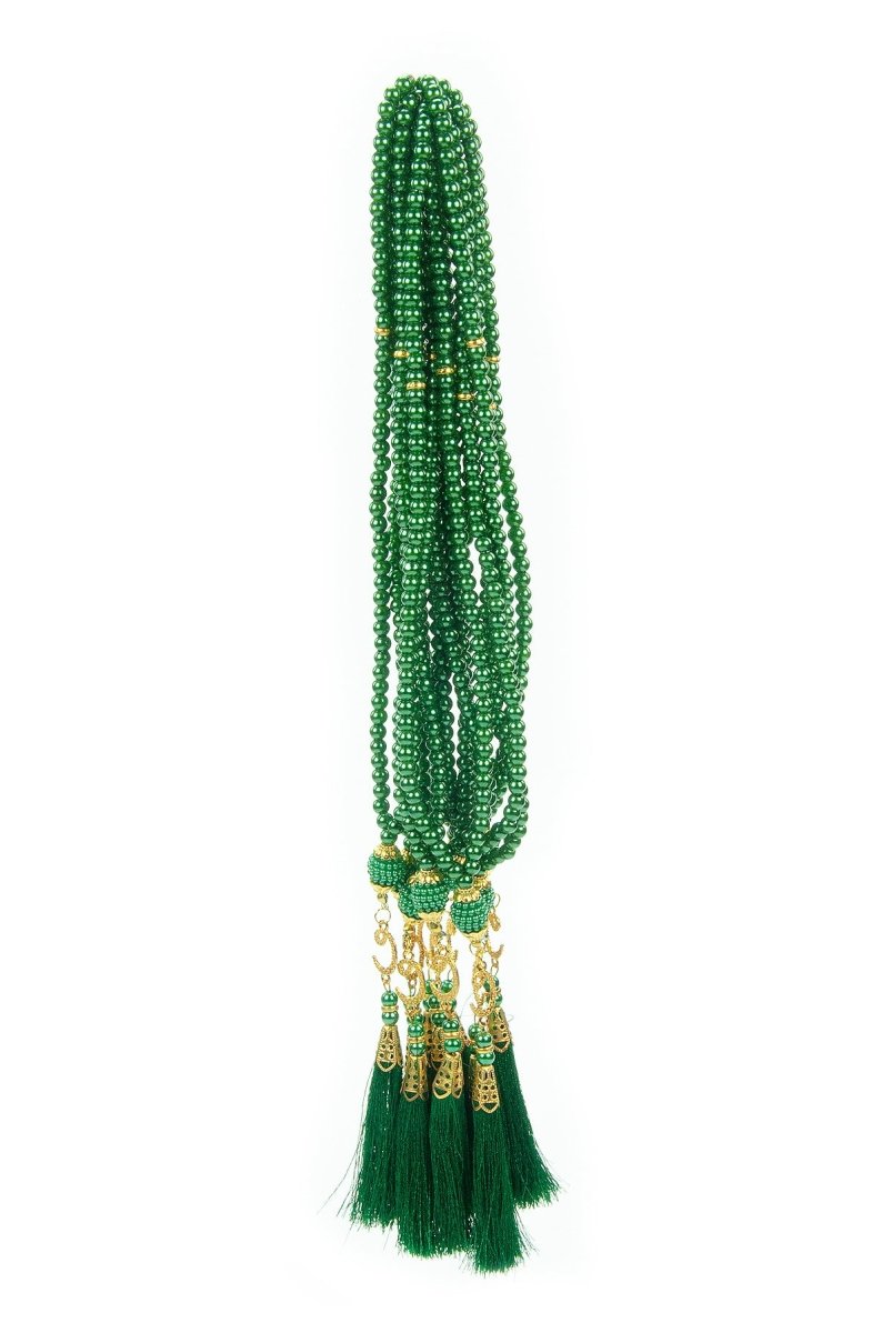 10 Pieces 99 - Bead Pearl Tasbih, Vav Letter, Ideal for Mevlid, Hajj, and Umrah Gifts - Gold - ihvan