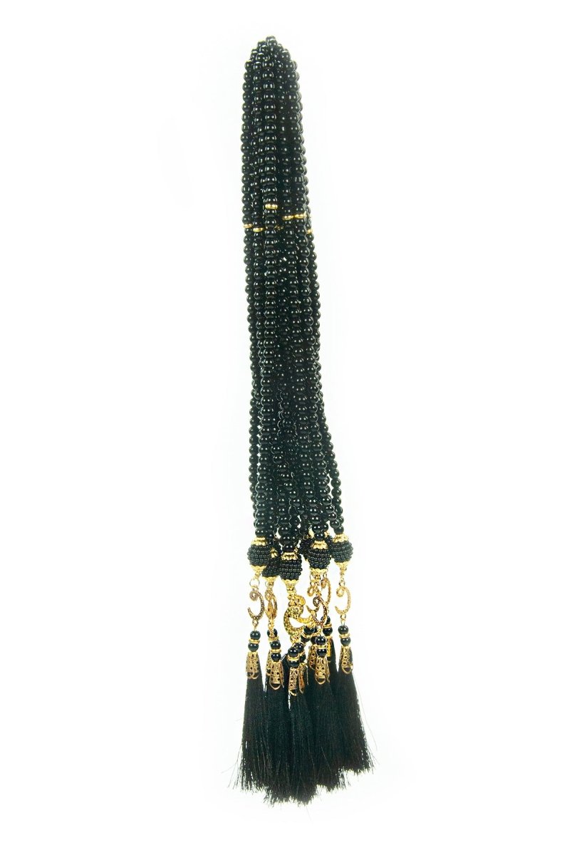 10 Pieces 99 - Bead Pearl Tasbih, Vav Letter, Ideal for Mevlid, Hajj, and Umrah Gifts - Gold - ihvan