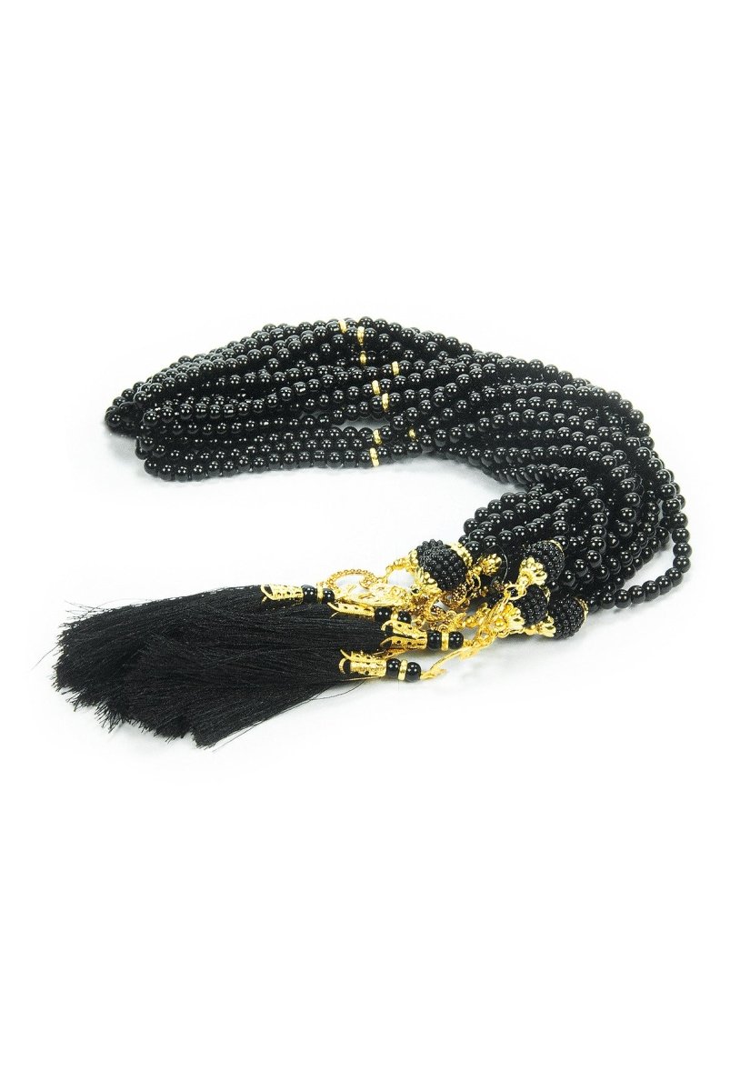 10 Pieces 99 - Bead Pearl Tasbih, Vav Letter, Ideal for Mevlid, Hajj, and Umrah Gifts - Gold - ihvan