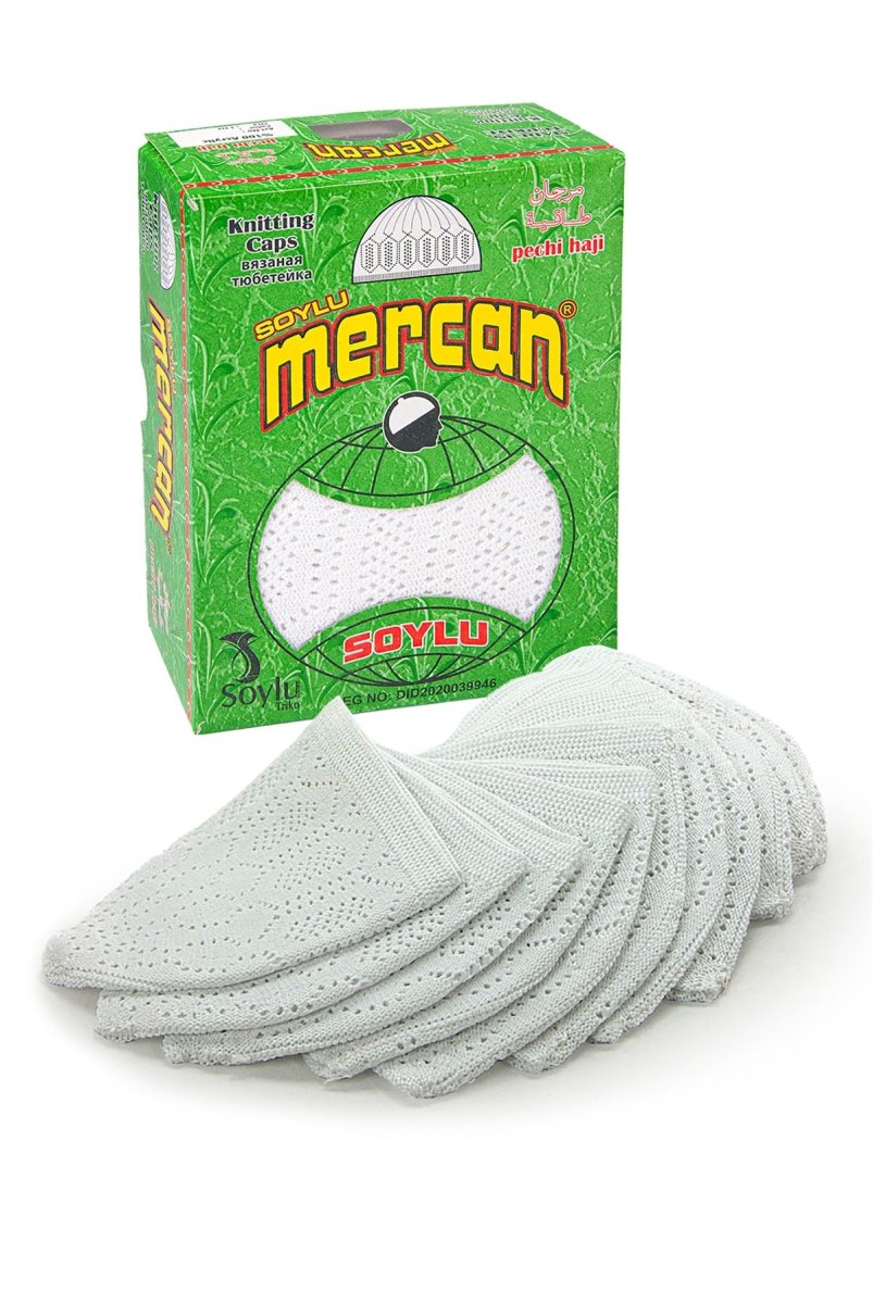 Muslim Kufi Hats for Men, Taqiya, Takke, Peci, Islamic Caps, Ramadan Eid Islamic Gifts, White, Standart Size, Pack of 12 - ihvan