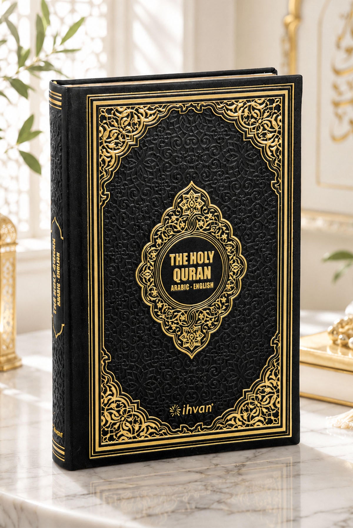 Holy Quran – Arabic & English Translation,Thermo Leather Hardcover, Easy-to-Read Script, QR Code Audio Support, Islamic Gift for Ramadan, Eid, Hajj & Umrah