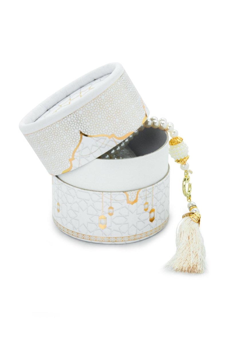 3 - Piece Mini Quran Gift Set | Pearl Rosary & Digital Tasbeeh Counter in Velvet Box | Islamic Gift Set - ihvan