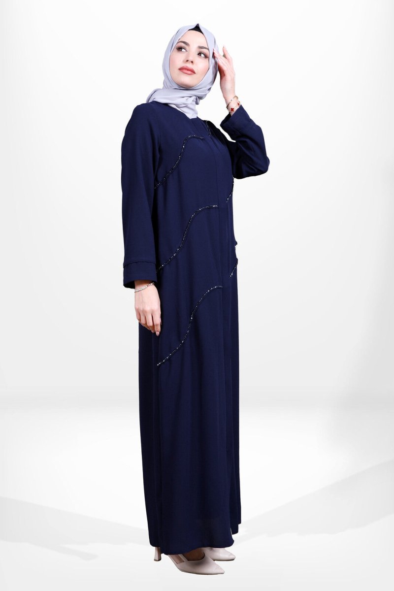 3867 Navy Blue Hijab Abaya - ihvan