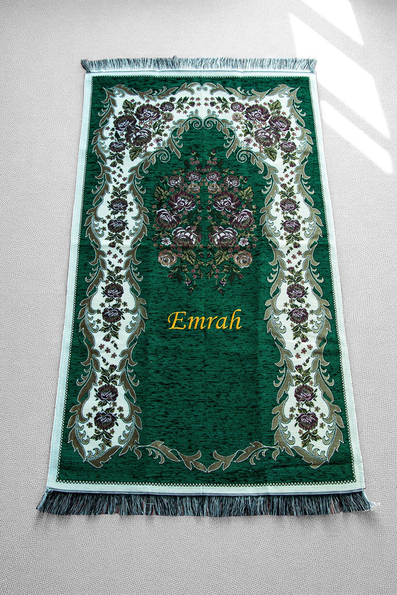 Personalized Velvet Quran Gift Chest Set with Name Embroidered Prayer Rug & Tasbeeh