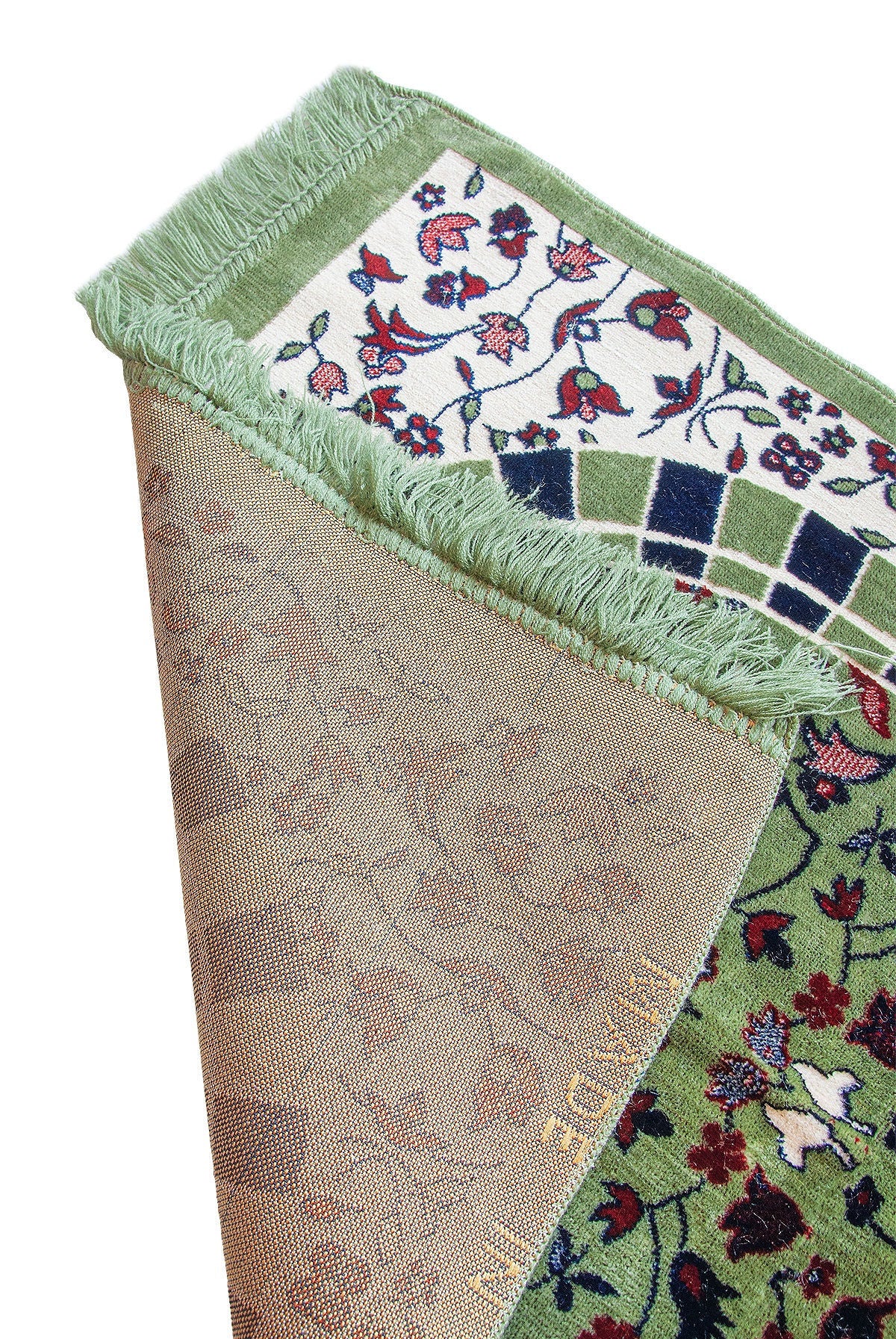 Ravza Pattern Velvet Prayer Rug – Inspired by Al-Masjid an-Nabawi, Soft Velour Texture