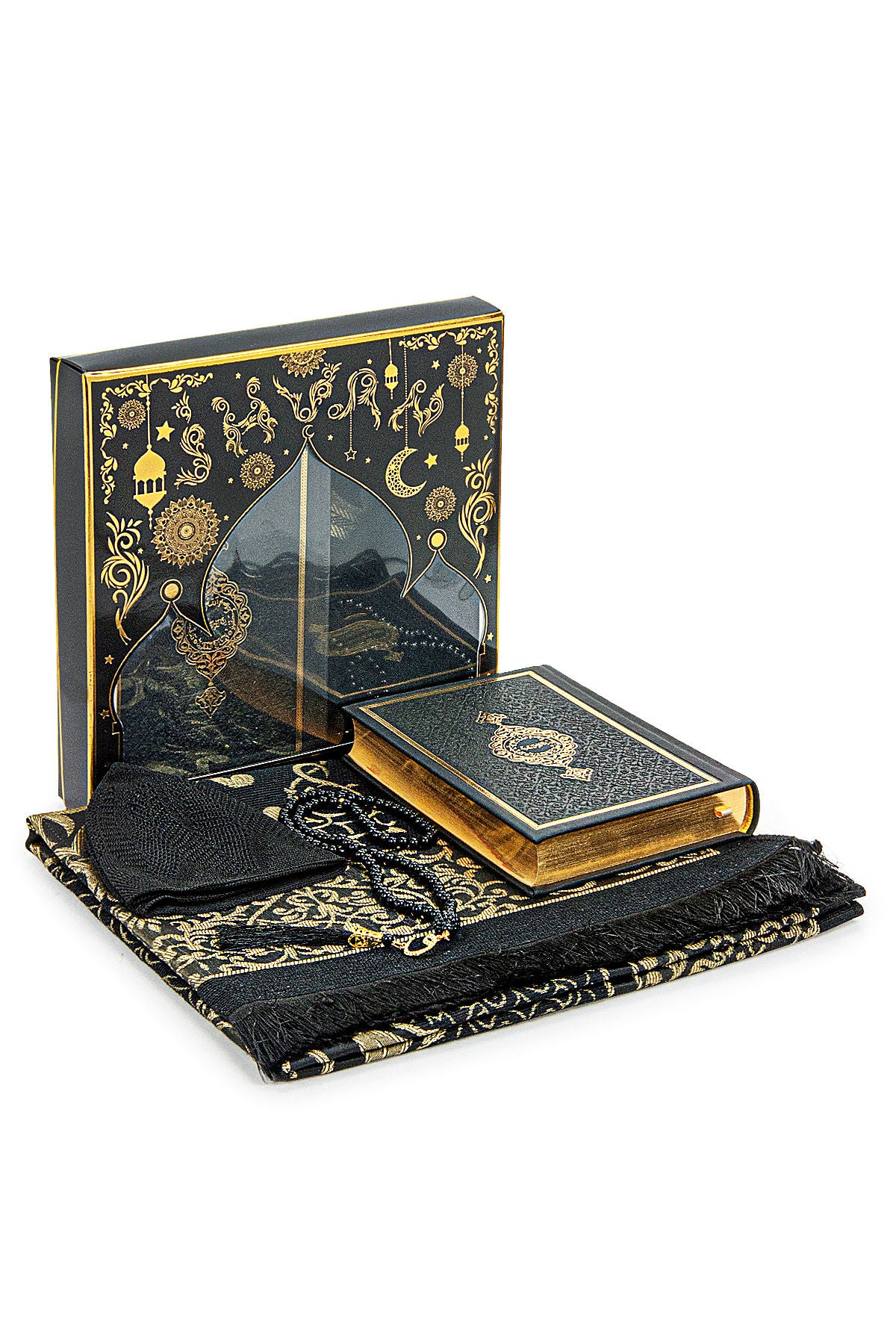 Luxury Dowry Quran Set – Termo Leather Quran, Prayer Rug, Tasbeeh, and Takkes in Gift Box