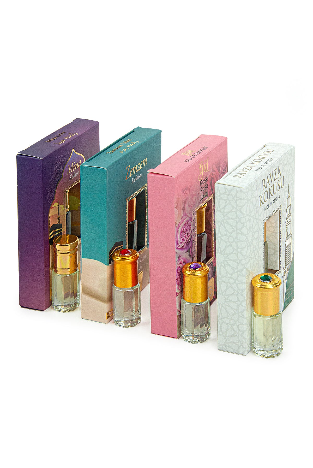 4-Piece Islamic Essence Set | Mina, Zemzem, Rose & Medina Fragrance | Alcohol-Free Slim Roll-On Gift - Ihvan