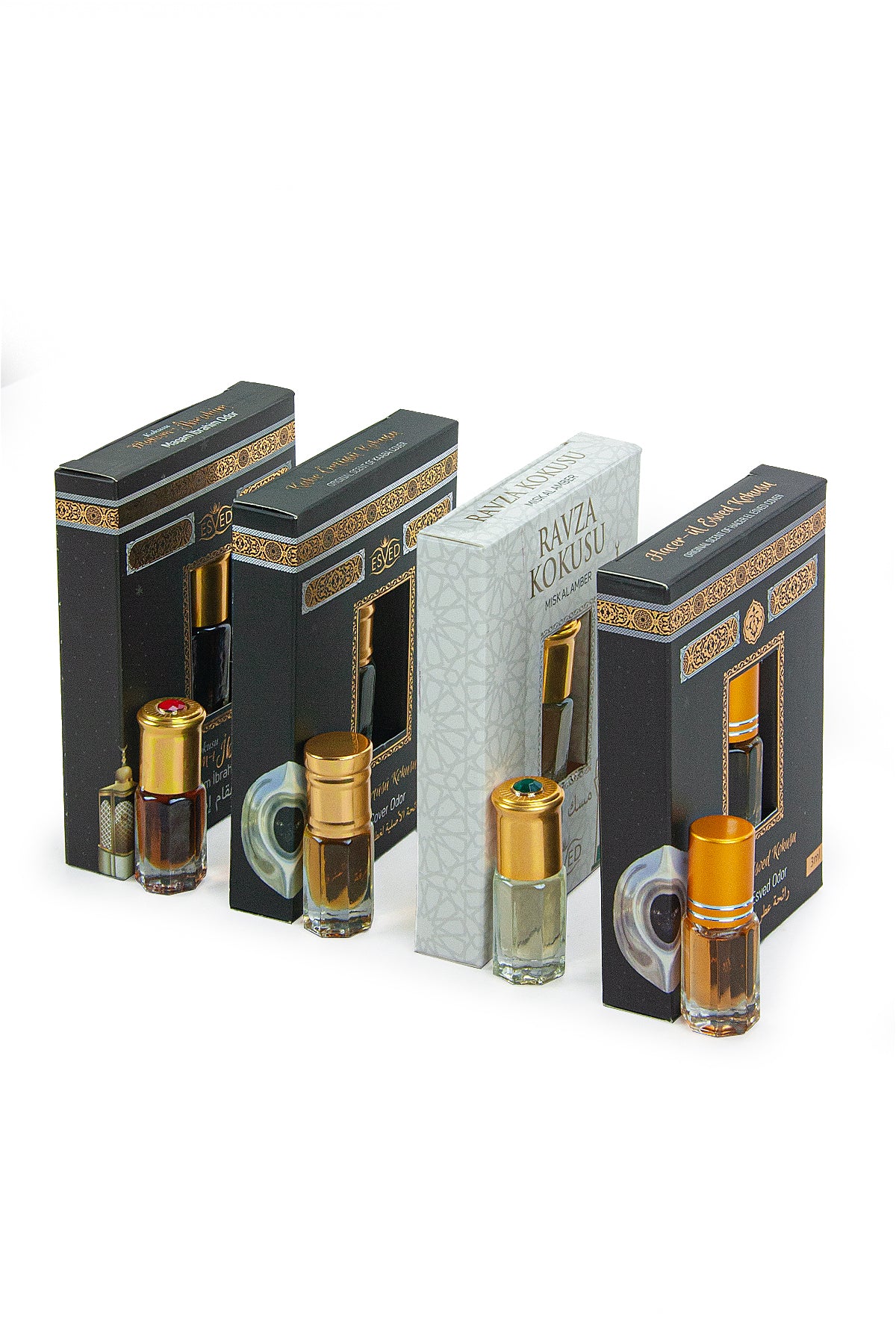 4-Piece Islamic Essence Set | Uhud, Kaaba, Ravza & Al Aqsa Fragrance | Alcohol-Free Slim Roll-On Gift - Ihvan