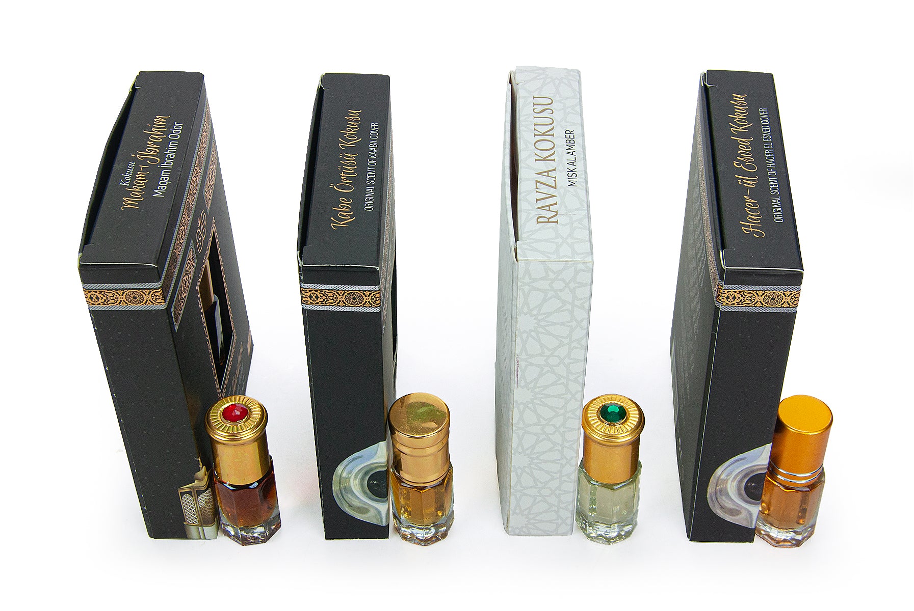 4-Piece Islamic Essence Set | Uhud, Kaaba, Ravza & Al Aqsa Fragrance | Alcohol-Free Slim Roll-On Gift - Ihvan