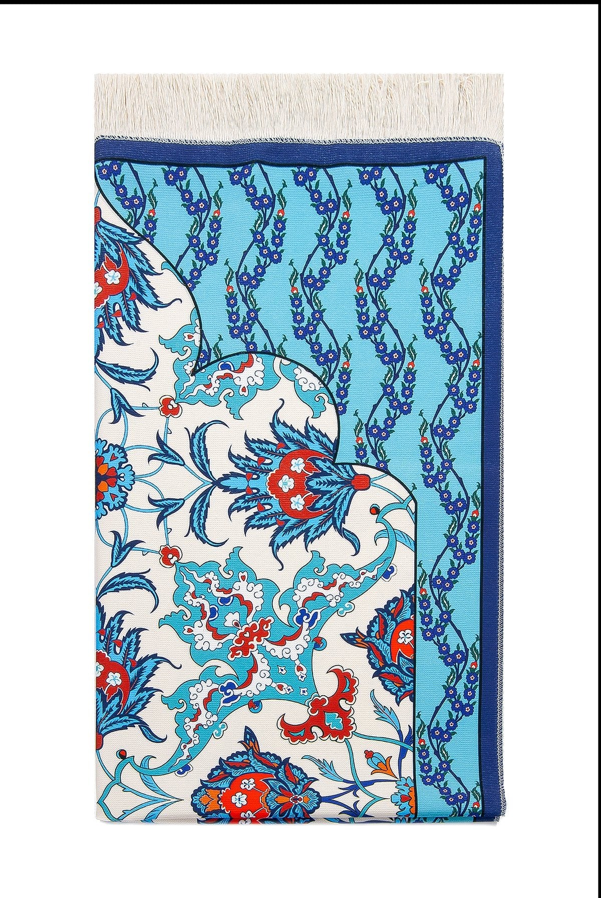 Silky Portable Blue Muslim Prayer Rug Set (Sajadah | Travel Bag) - Ihvan