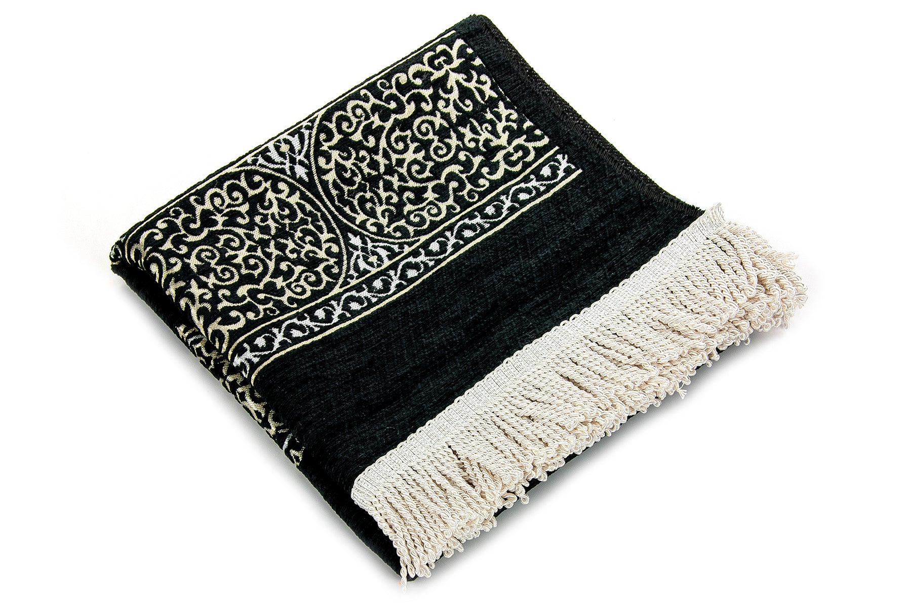 Kaaba Design Chenille Soft Muslim Prayer Rug Set (Sajadah | Tasbih ) - Ihvan