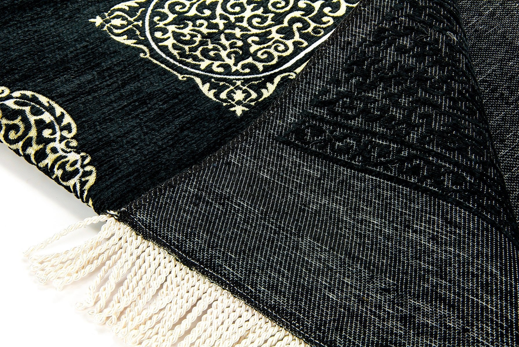 Kaaba Design Chenille Soft Muslim Prayer Rug Set (Sajadah | Tasbih ) - Ihvan