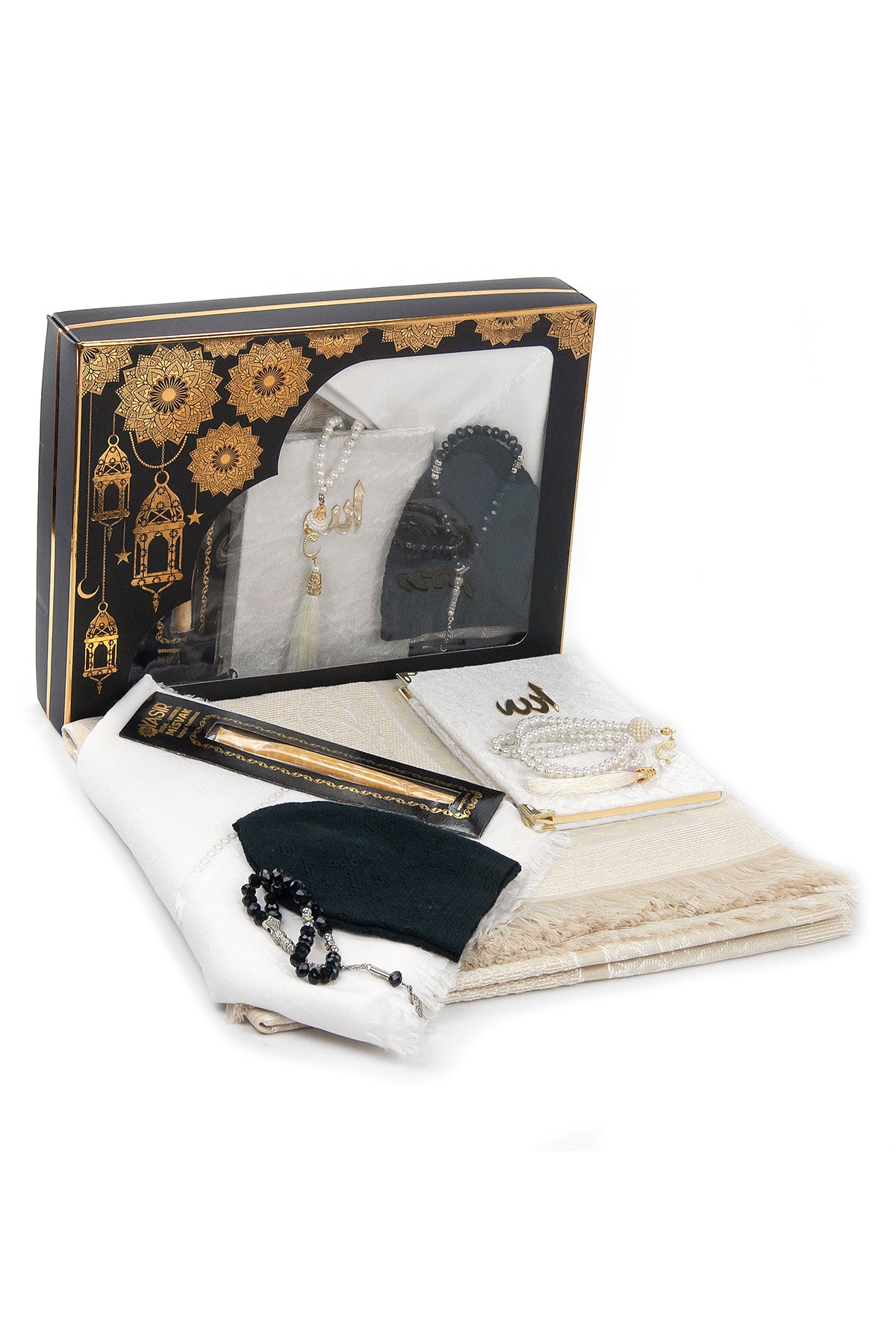Complete Muslim Prayer Gift Set (Sajadah | Yaseen | Tasbih | Kufi | Miswak) - Ihvan
