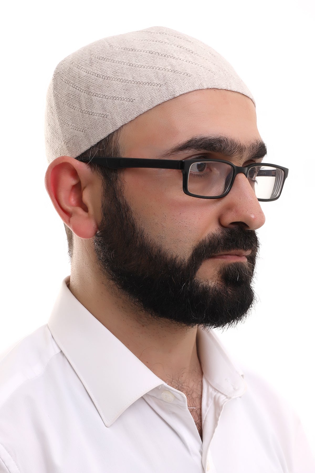 Cream Winter Cross - Patterned Woven Skullcap Hat - ihvan