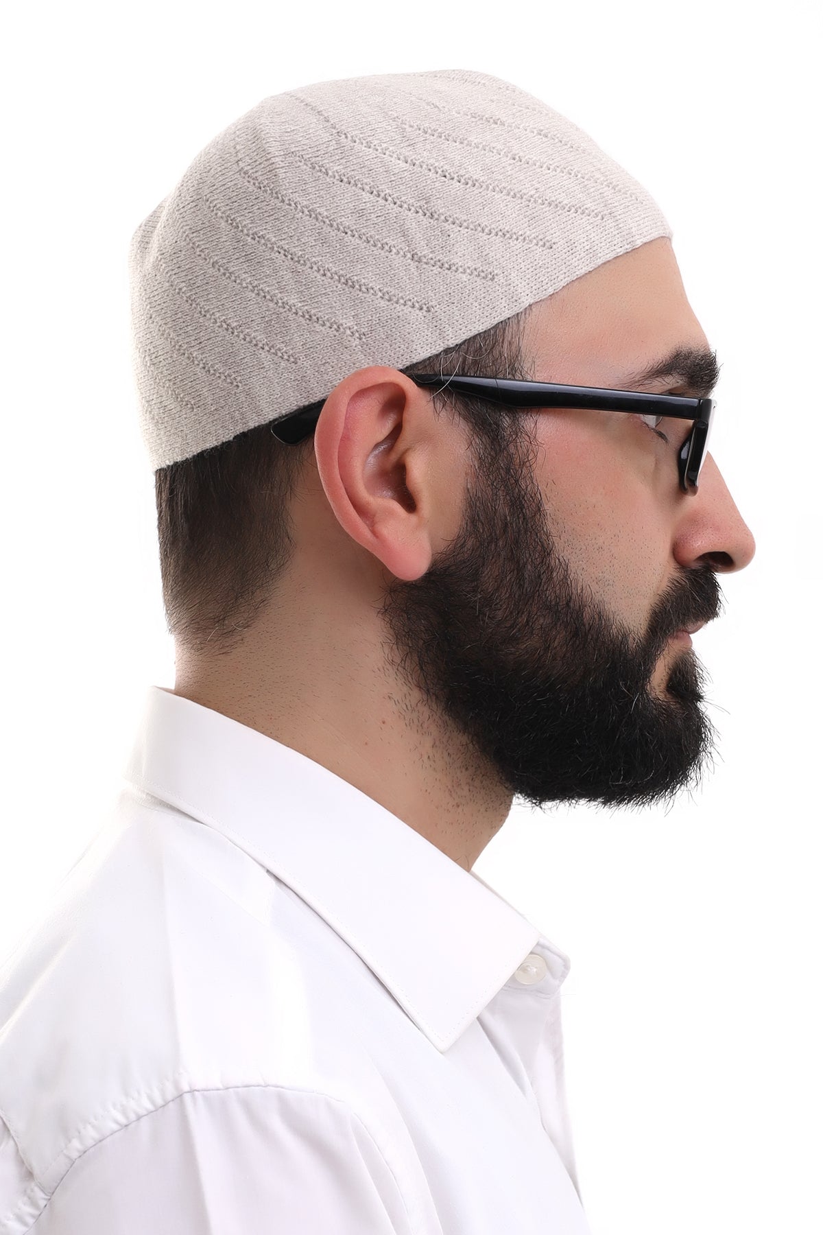 Cream Winter Cross - Patterned Woven Skullcap Hat - ihvan