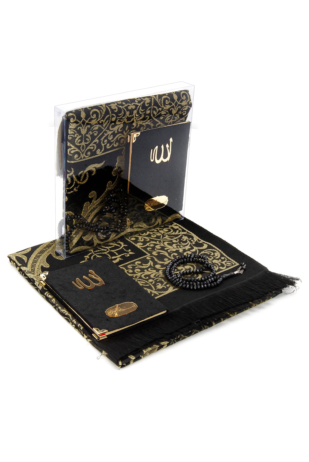 Elegant Velvet Muslim Prayer Rug Gift Set (Sajadah | Yaseen | Tasbih) - Ihvan
