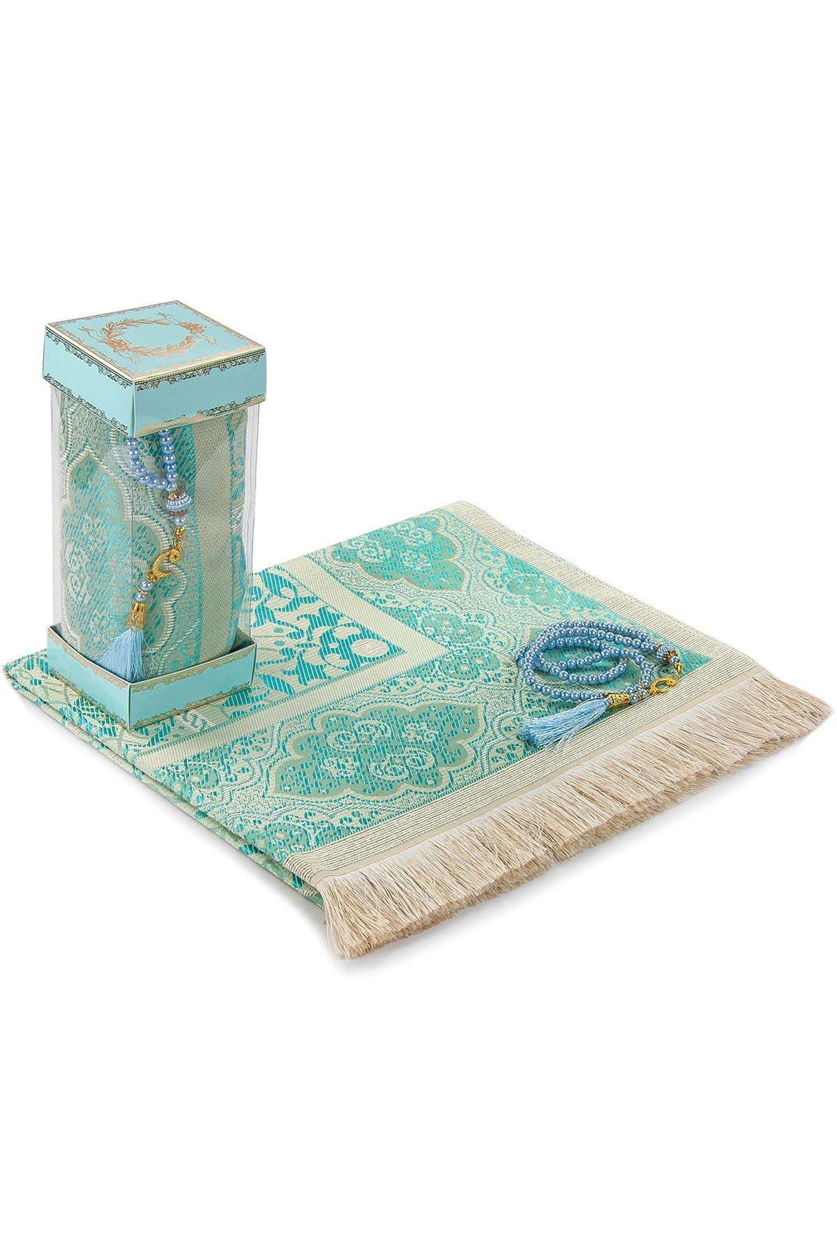 Elegant Muslim Prayer Rug Gift Set (Sajadah | Tasbih | Gift Box) - Ihvan