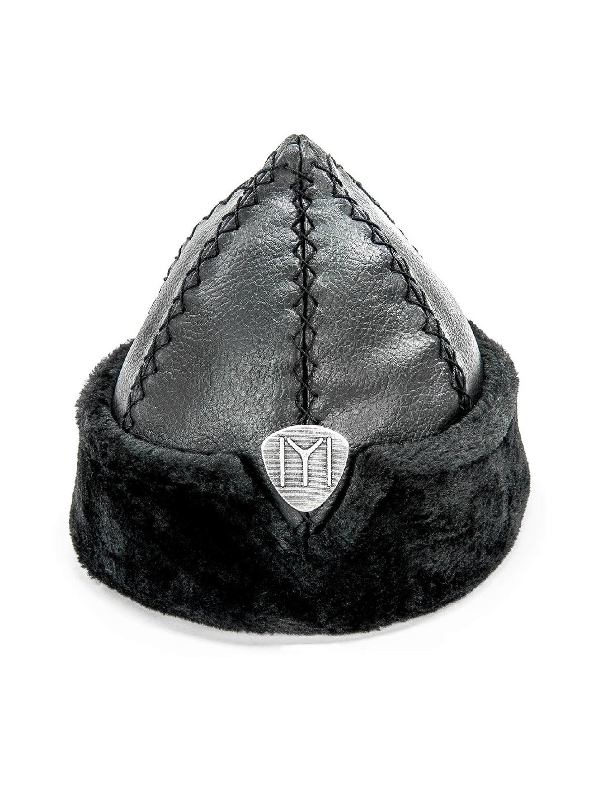 Turkish Ertugrul Ottoman Leather Fur Winter Bork Hat for Boys and Kids, 4 - 7 Years - ihvan