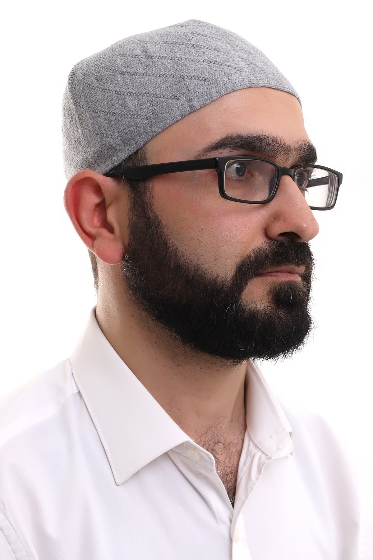 Gray Winter Cross - Patterned Woven Skullcap Hat - ihvan