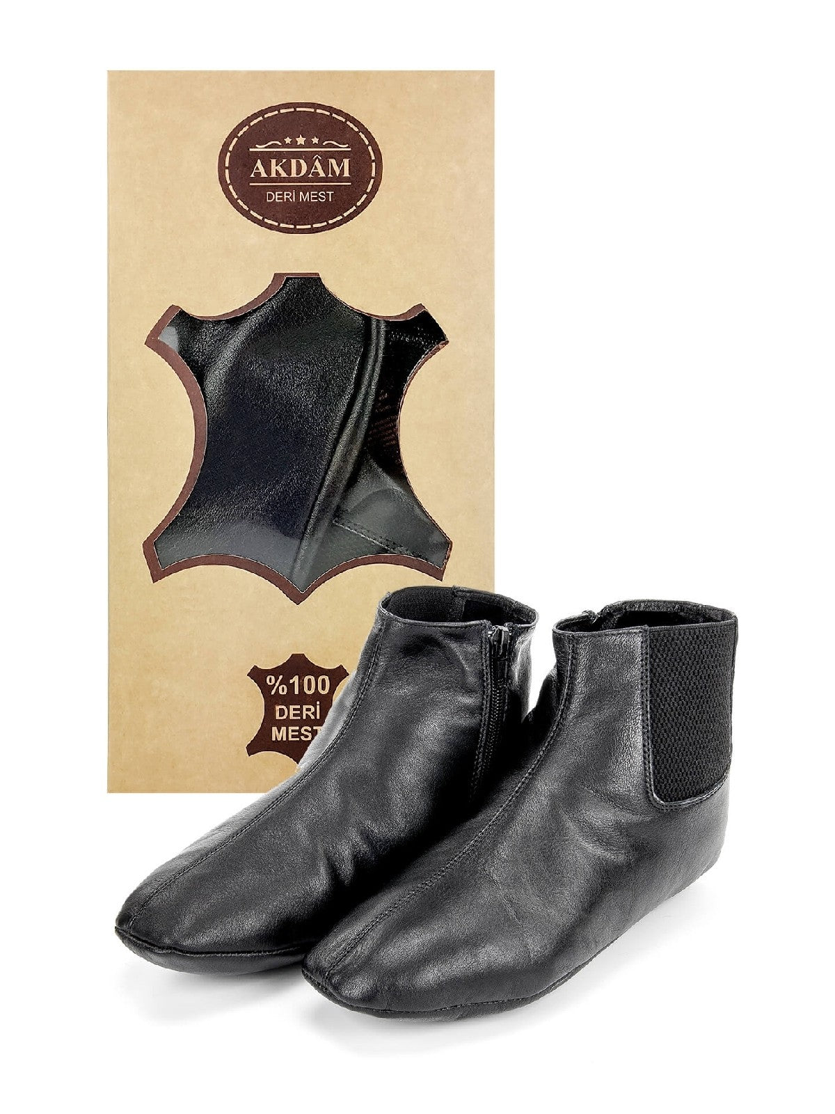 Black Leather Handmade Prayer Socks | Thermal Khuffain for Masah, Ablution & Mosque Use - Ihvan