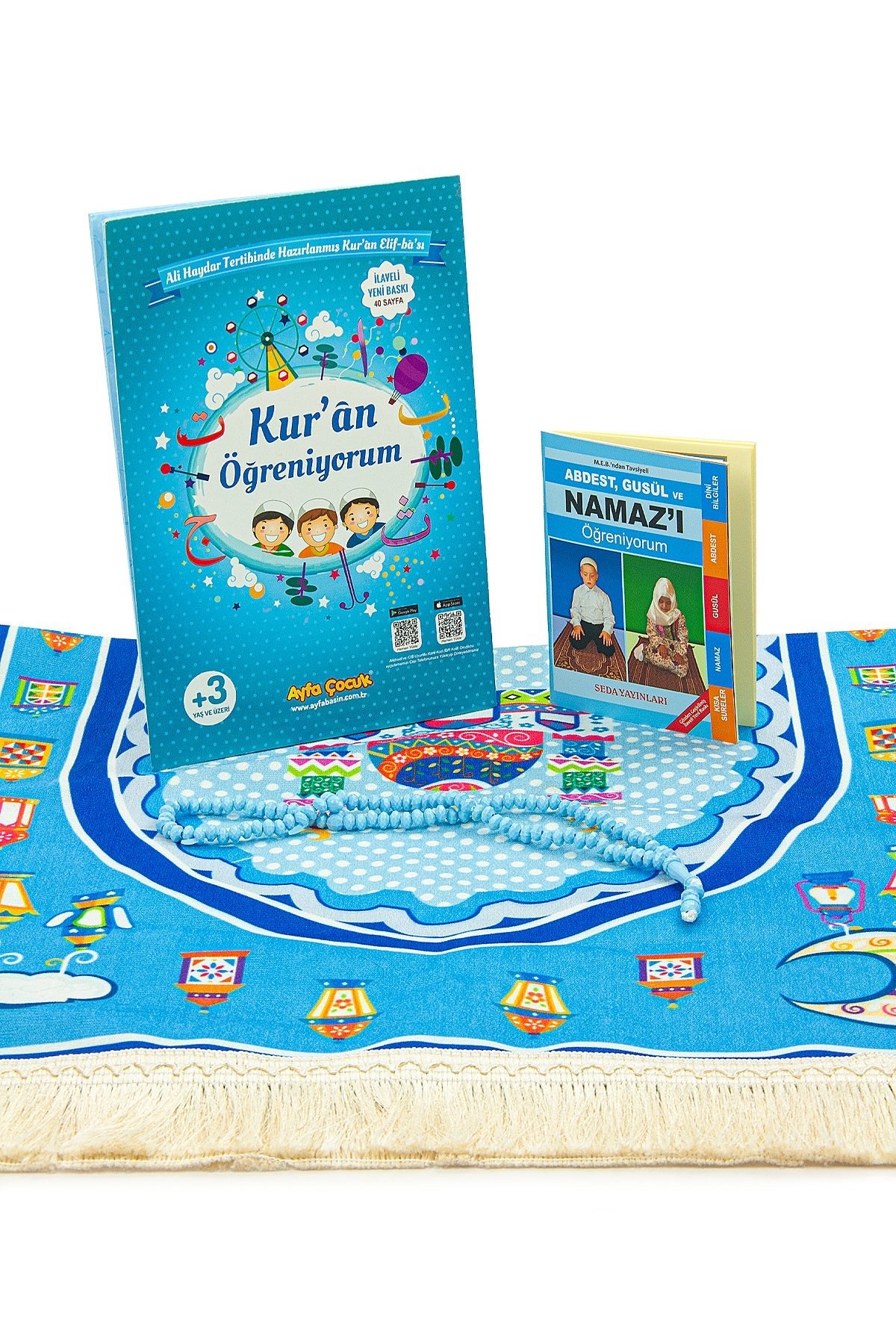Quran Learning Set for Boys | Elif-Ba Book | Prayer Rug | Tasbih | Islamic Guide Book | Bag - Ihvan