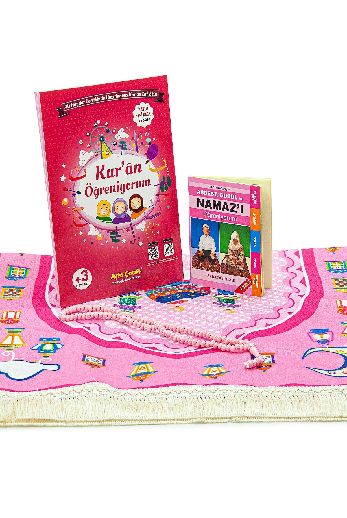Quran Learning Set for Girls | Elif-Ba Book | Prayer Rug | Tasbih | Islamic Guide Book | Bag - Ihvan