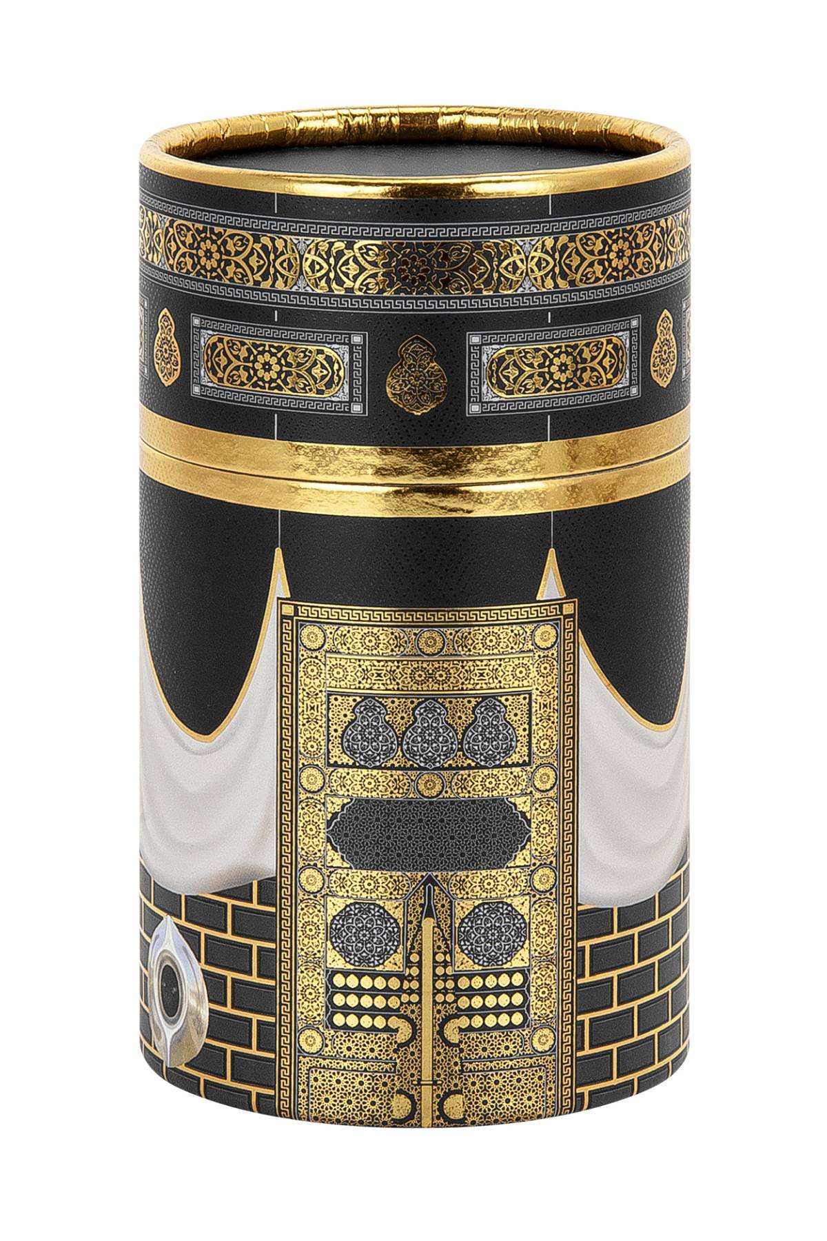 Kaaba Design Muslim Prayer Rug Gift Set (Sajadah | Tasbih | Cylinder Box) - Ihvan