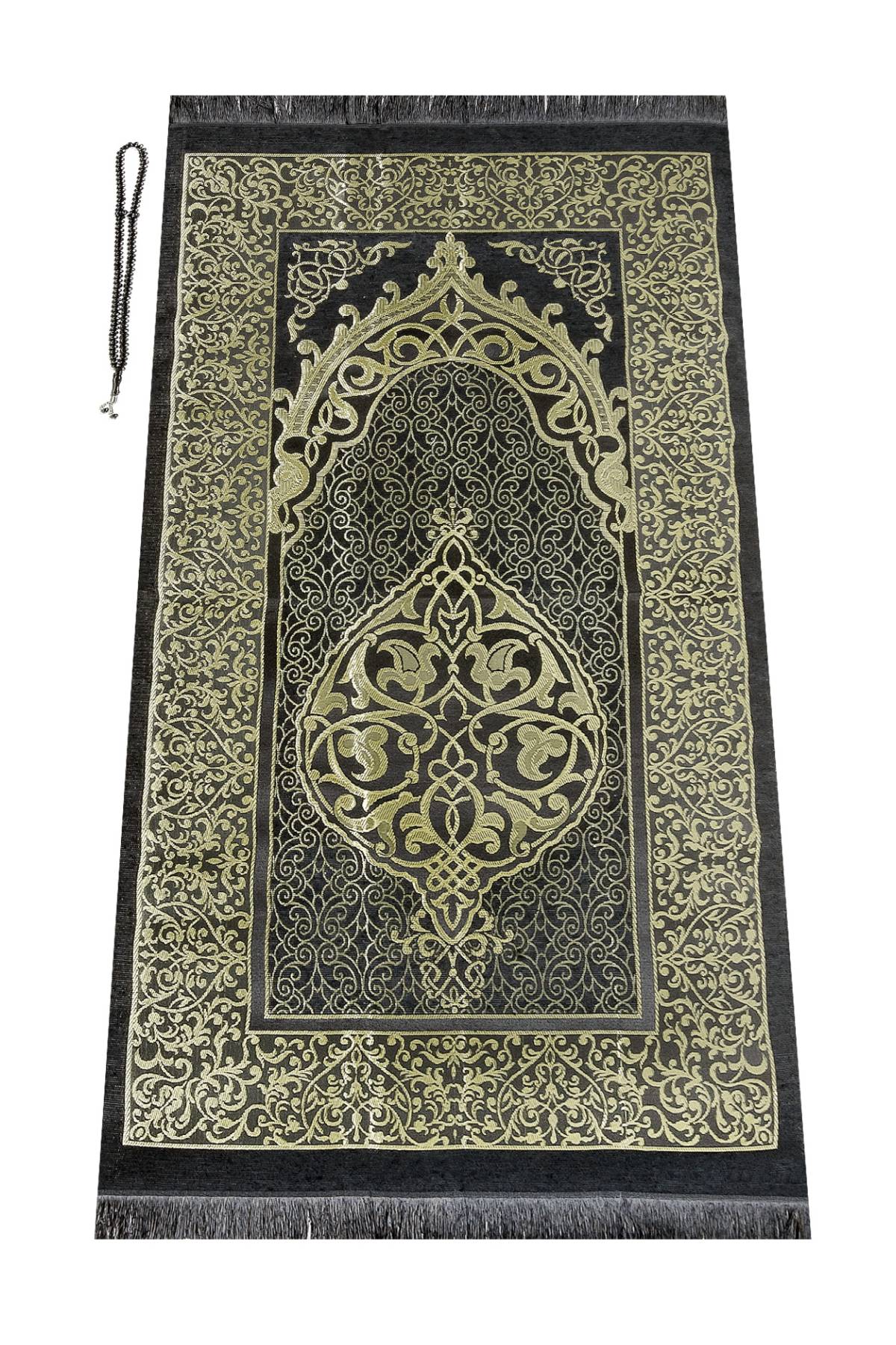 Kaaba Design Muslim Prayer Rug Gift Set (Sajadah | Tasbih | Cylinder Box) - Ihvan