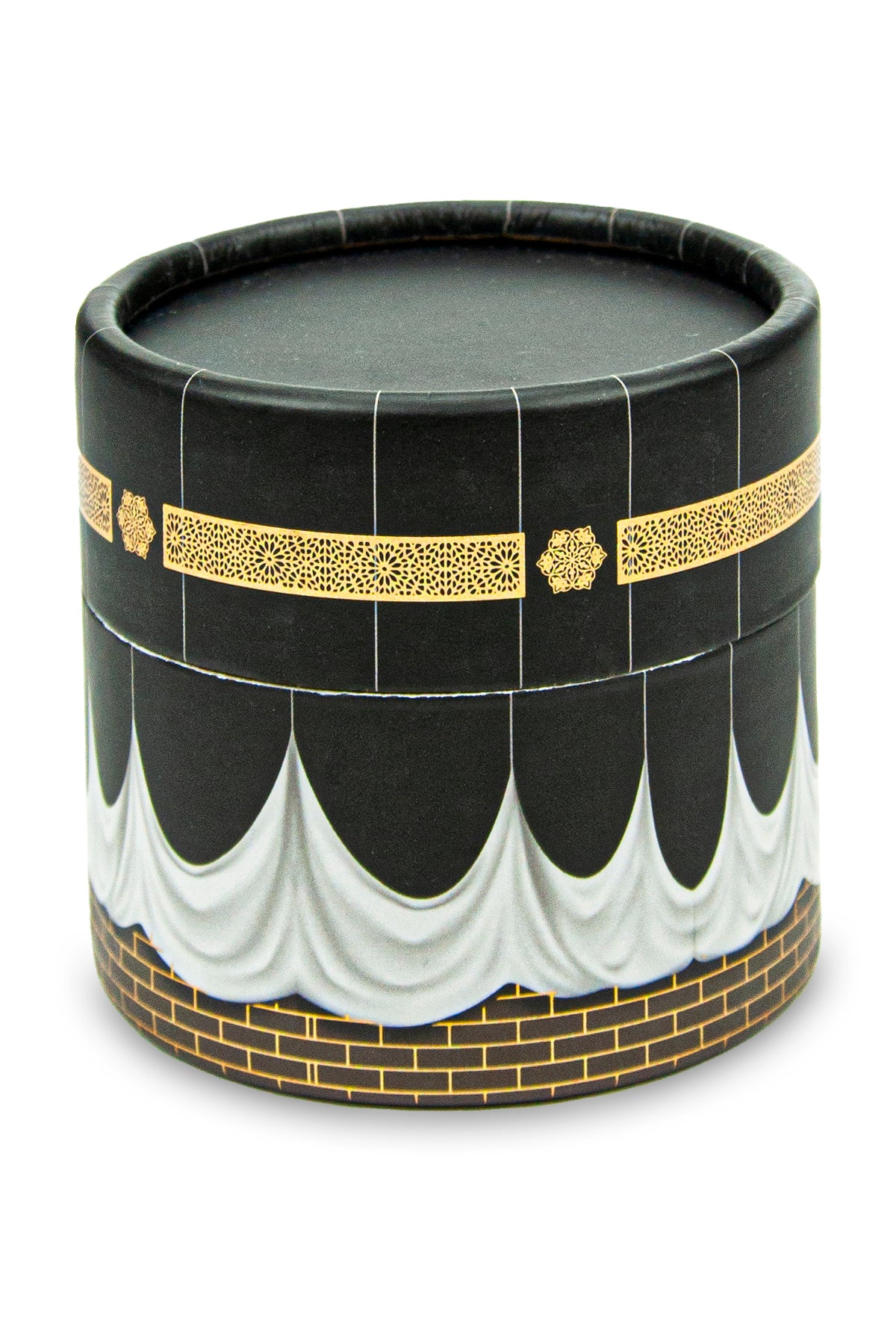 Velvet Covered Mini Quran & Prayer Beads Rosary with Kaaba Designed Cylinder Gift Box, Ramadan & Eid Gift - ihvan