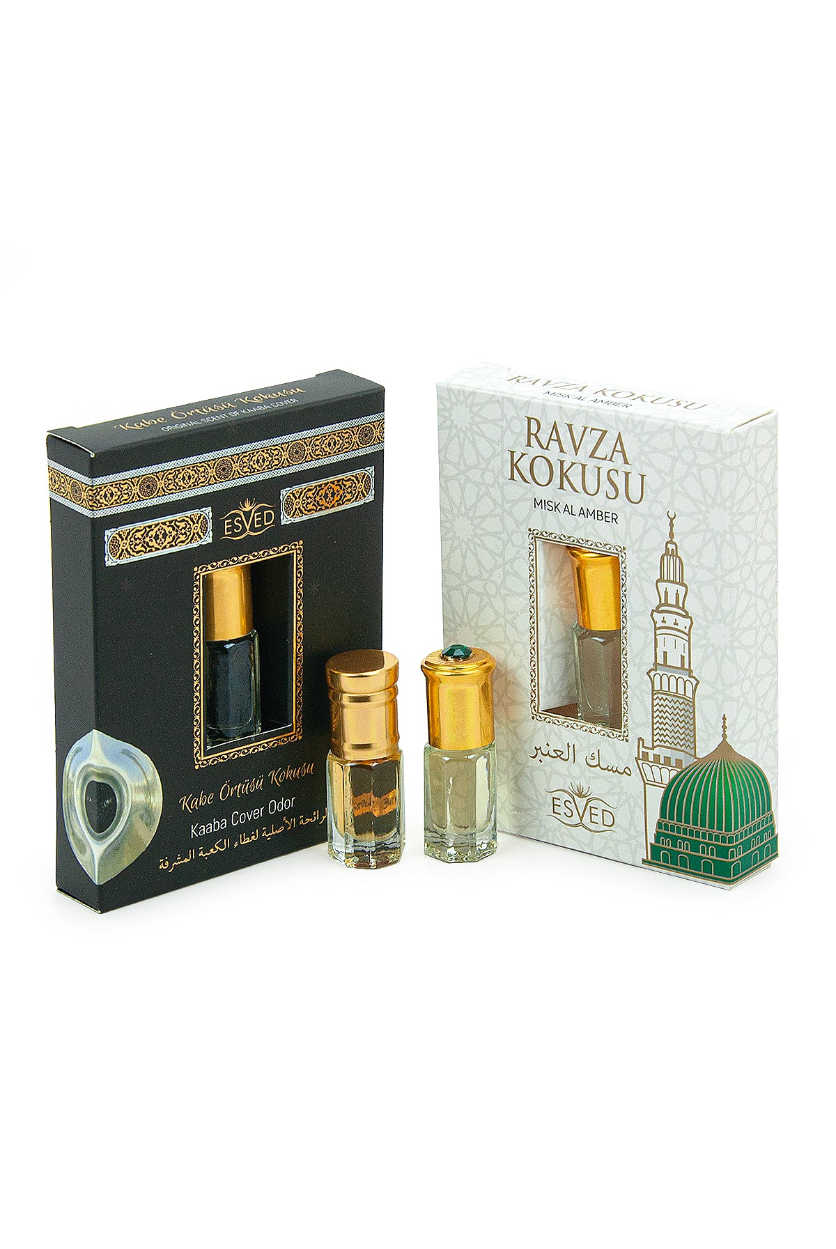 Kaaba & Ravza Essence Set | Islamic Fragrance Duo for Prayer & Gifting | Alcohol-Free Slim Roll-Ons - Ihvan