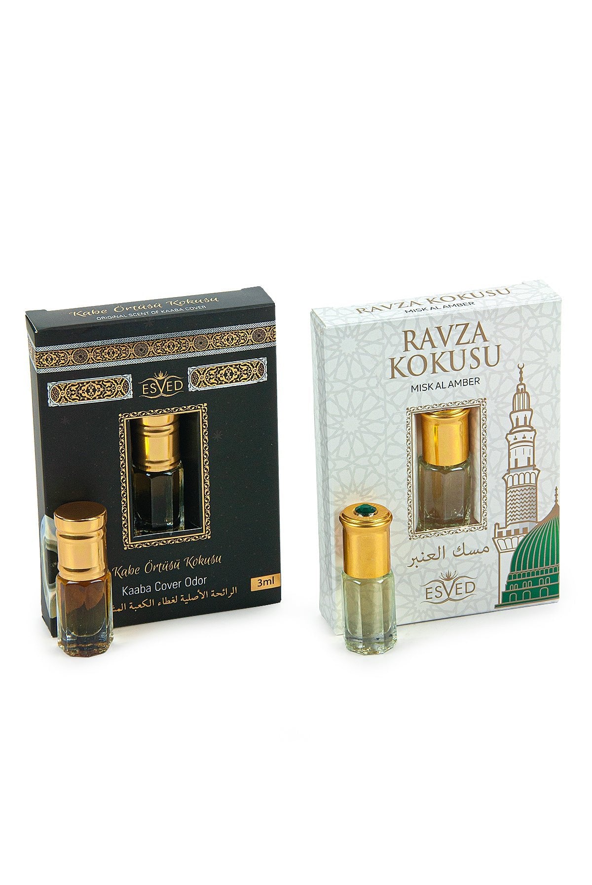 Kaaba & Ravza Essence Set | Islamic Fragrance Duo for Prayer & Gifting | Alcohol-Free Slim Roll-Ons - Ihvan