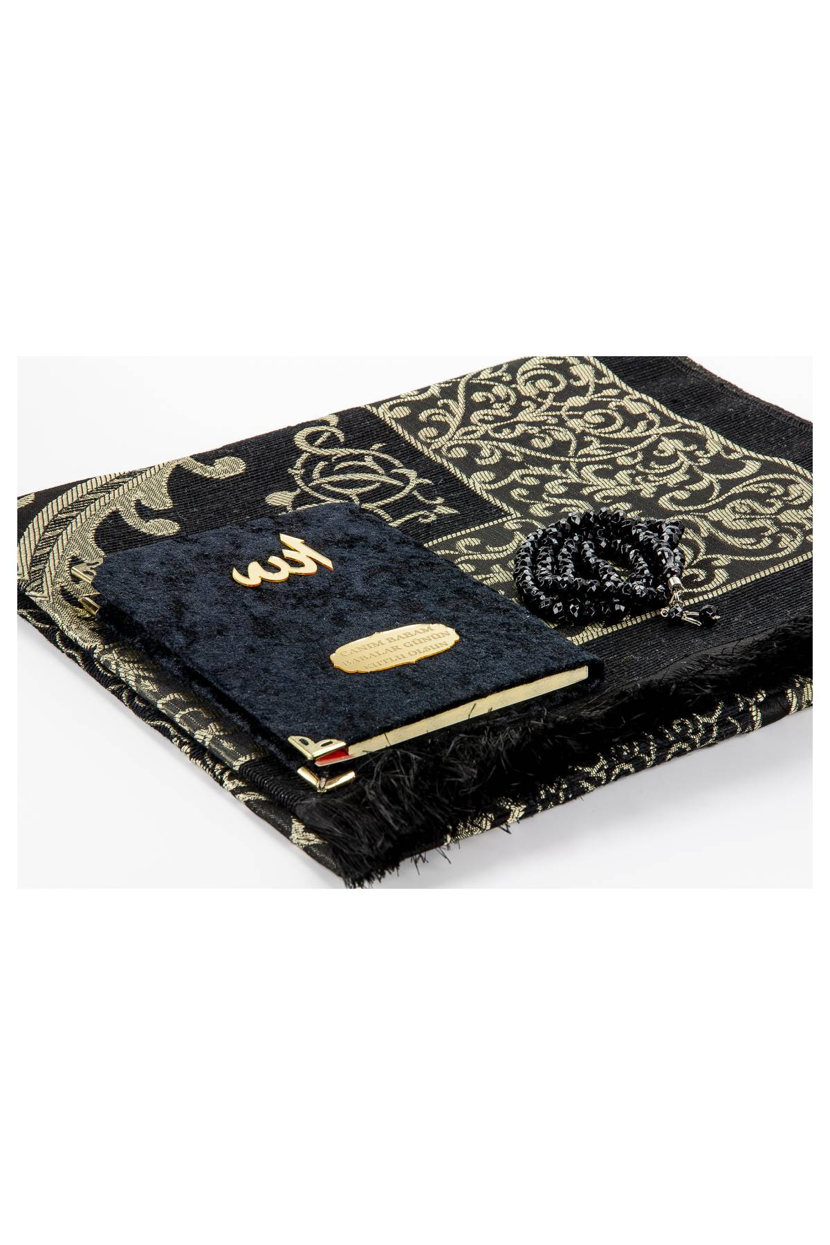 Luxury Taffeta Muslims Prayer Rug Gift Set (Sajadah | Yaseen | Tasbih - Ihvan