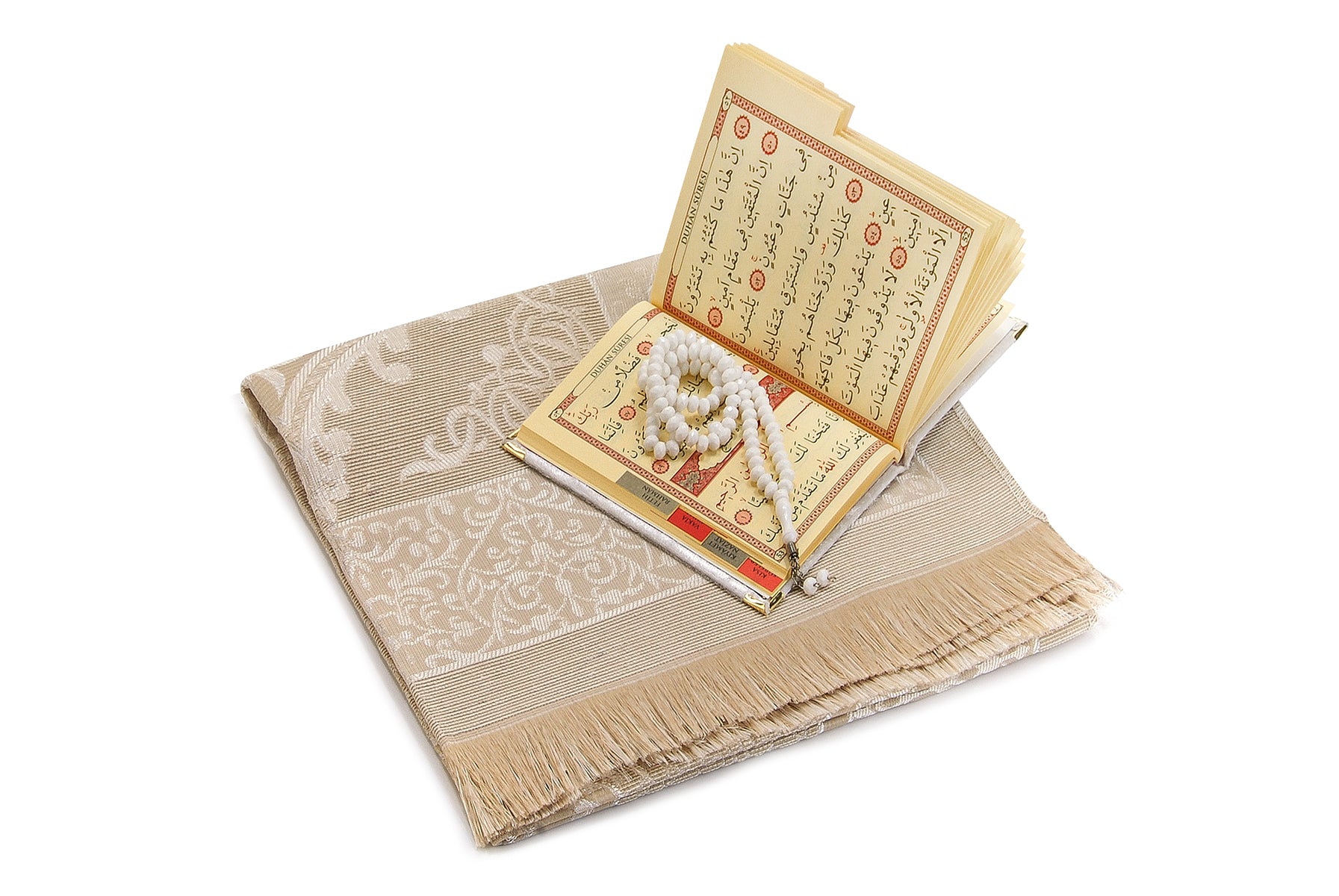 Luxury Taffeta Muslims Prayer Rug Gift Set (Sajadah | Yaseen | Tasbih - Ihvan