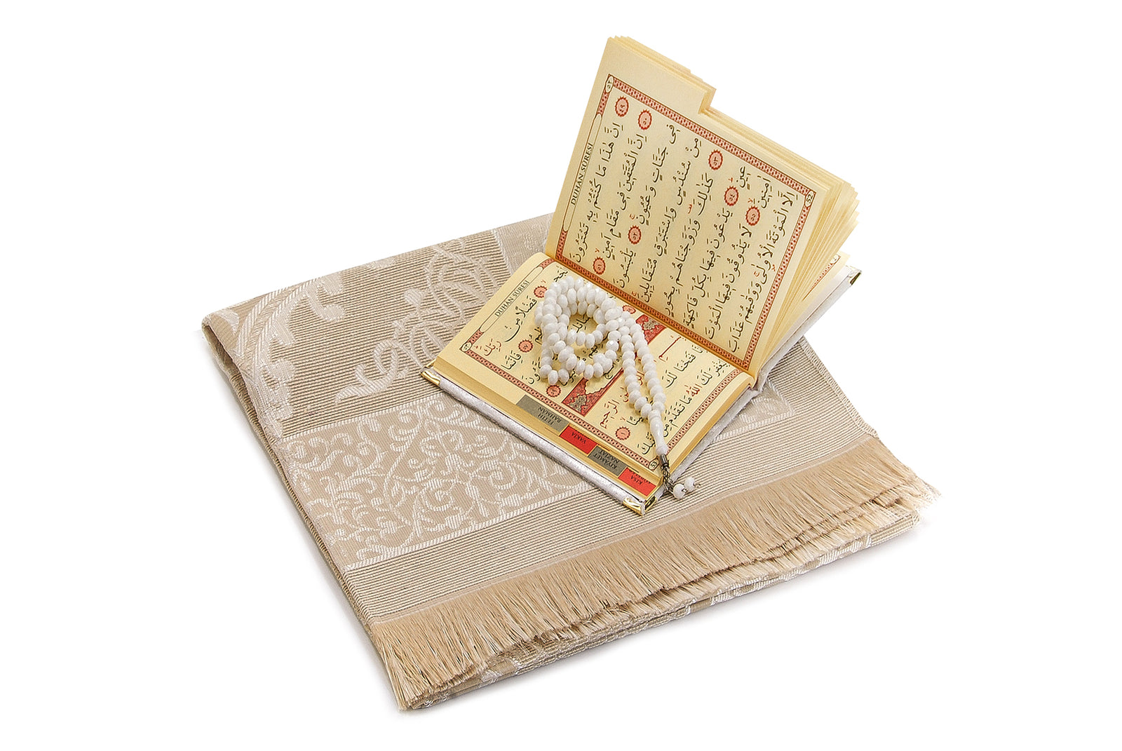 Luxury Taffeta Muslims Prayer Rug Gift Set (Sajadah | Yaseen | Tasbih - Ihvan