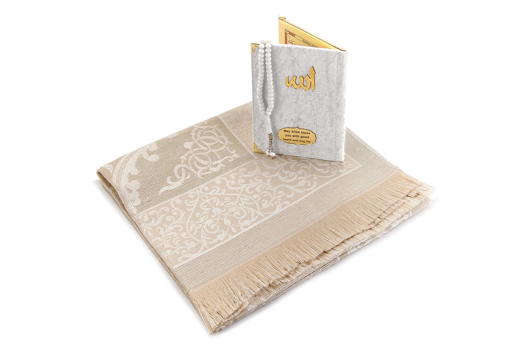 Luxury Taffeta Muslims Prayer Rug Gift Set (Sajadah | Yaseen | Tasbih - Ihvan