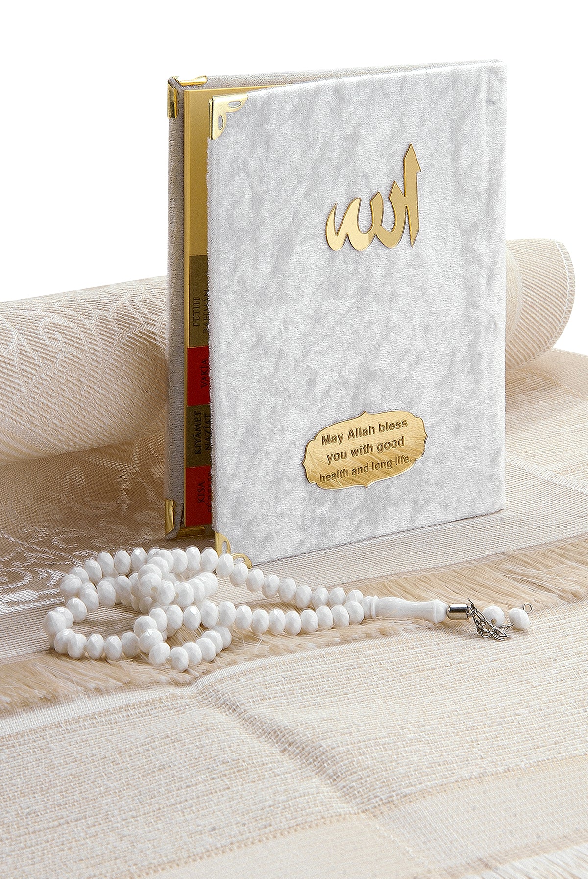 Luxury Taffeta Muslims Prayer Rug Gift Set (Sajadah | Yaseen | Tasbih - Ihvan