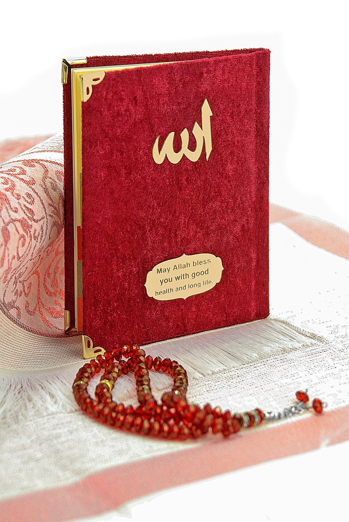 Luxury Taffeta Muslims Prayer Rug Gift Set (Sajadah | Yaseen | Tasbih - Ihvan