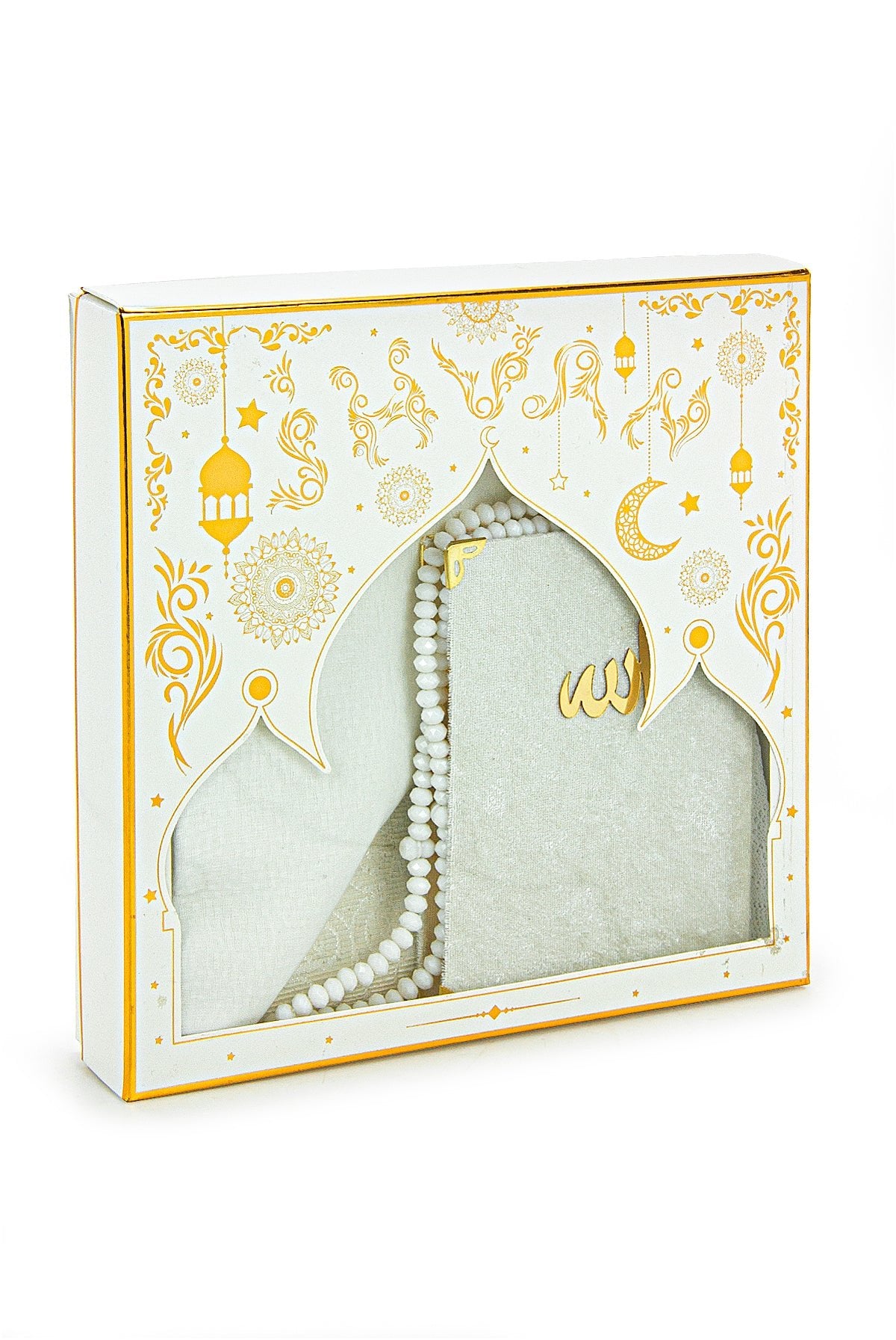 Luxury White Muslim Prayer Gift Set (Sajadah | Tasbih | Yaseen Book) - Ihvan