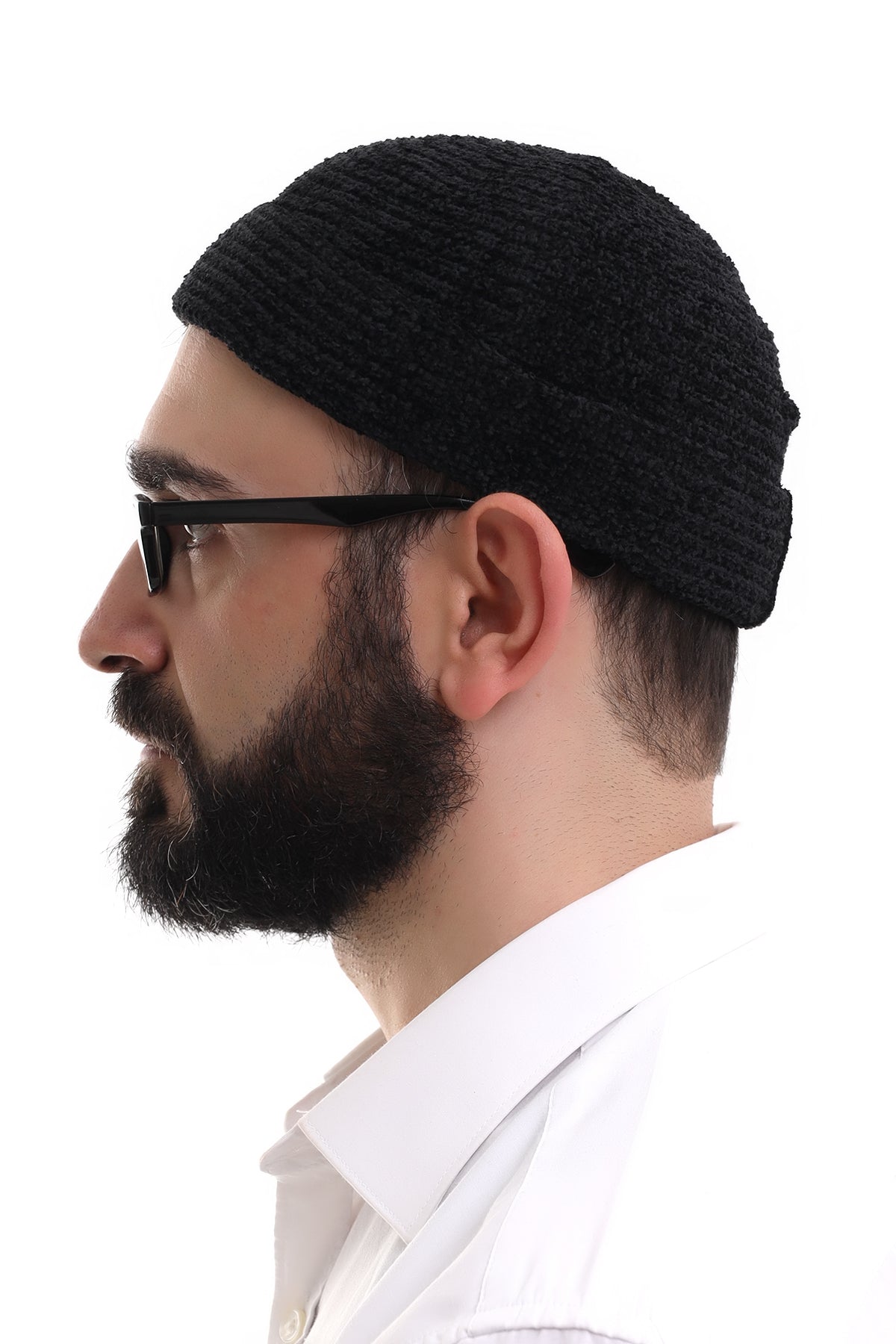 Muslim Men’s Folded Knit Black Kufi Hat | Prayer Cap | Soft & Breathable Islamic Skullcap (Taqiyah) - Ihvan