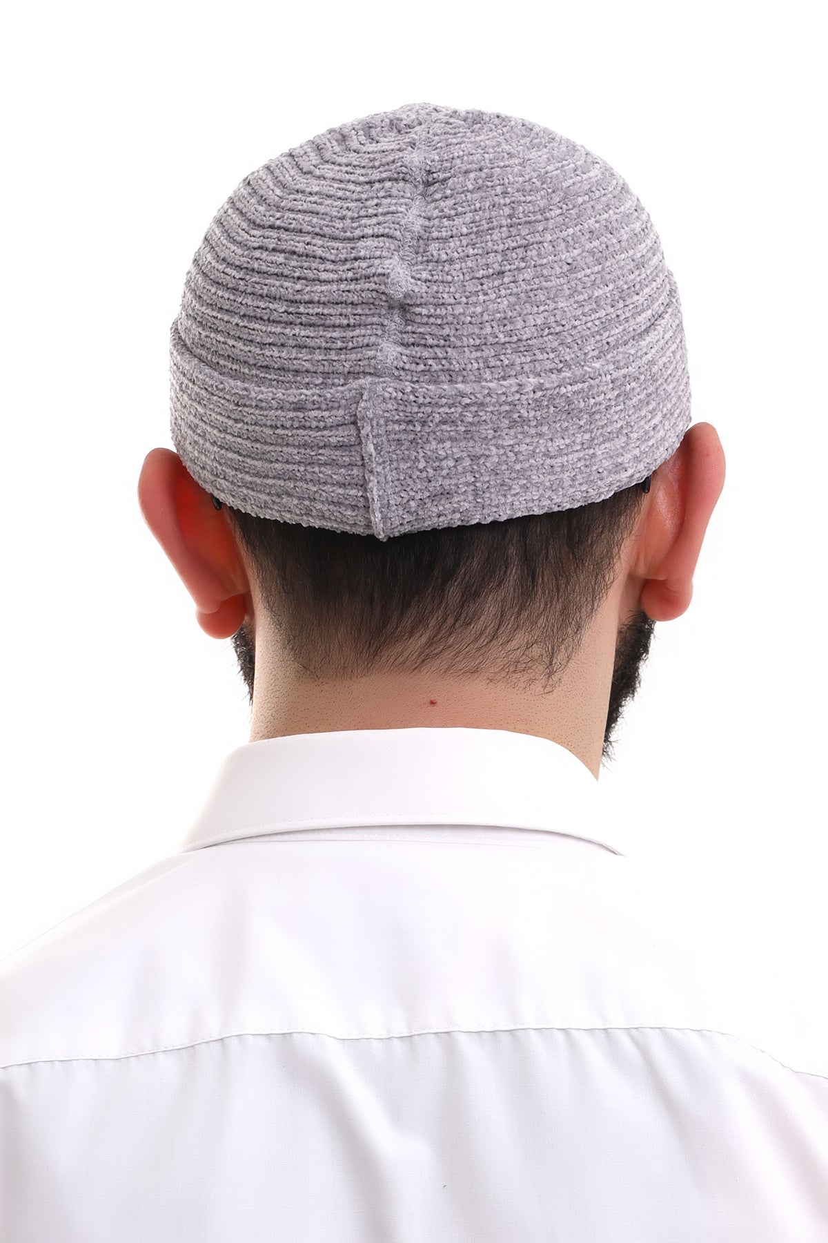 Grey Folding Plain Pattern Winter Velvet Hat Skullcap Hat - ihvan