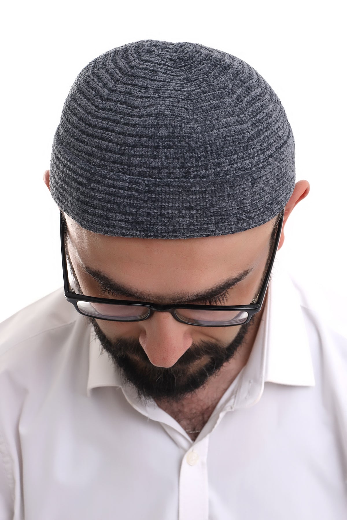 Grey Folding Plain Pattern Winter Velvet Hat Skullcap Hat - ihvan