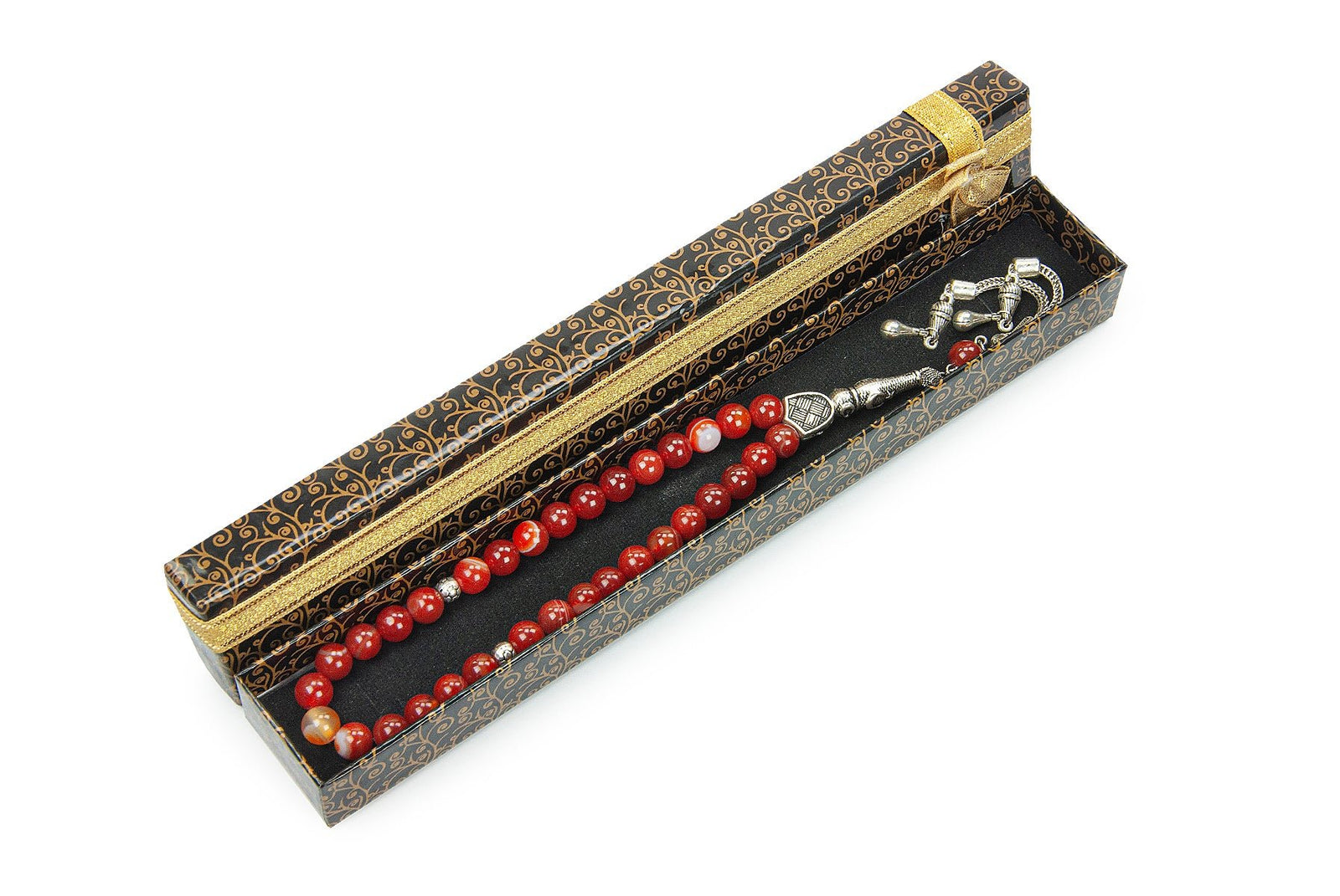 33-Bead Orange Tasbih (Tasbeeh) Rosary | Islamic Prayer Beads with Gift Box | Misbaha for Muslim Men - Ihvan