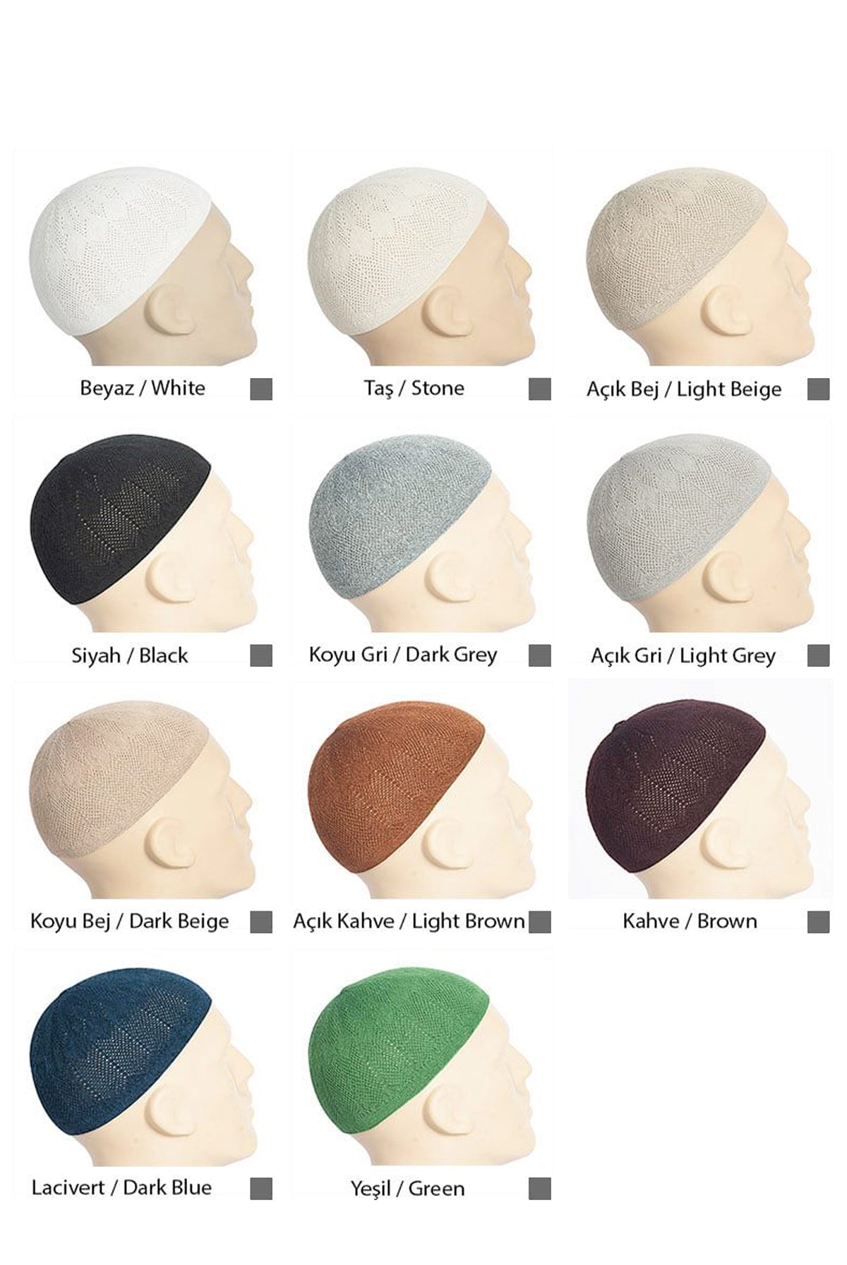 Muslim Knitting Skullcap for Men, Islamic Hat, Standart Size - ihvan