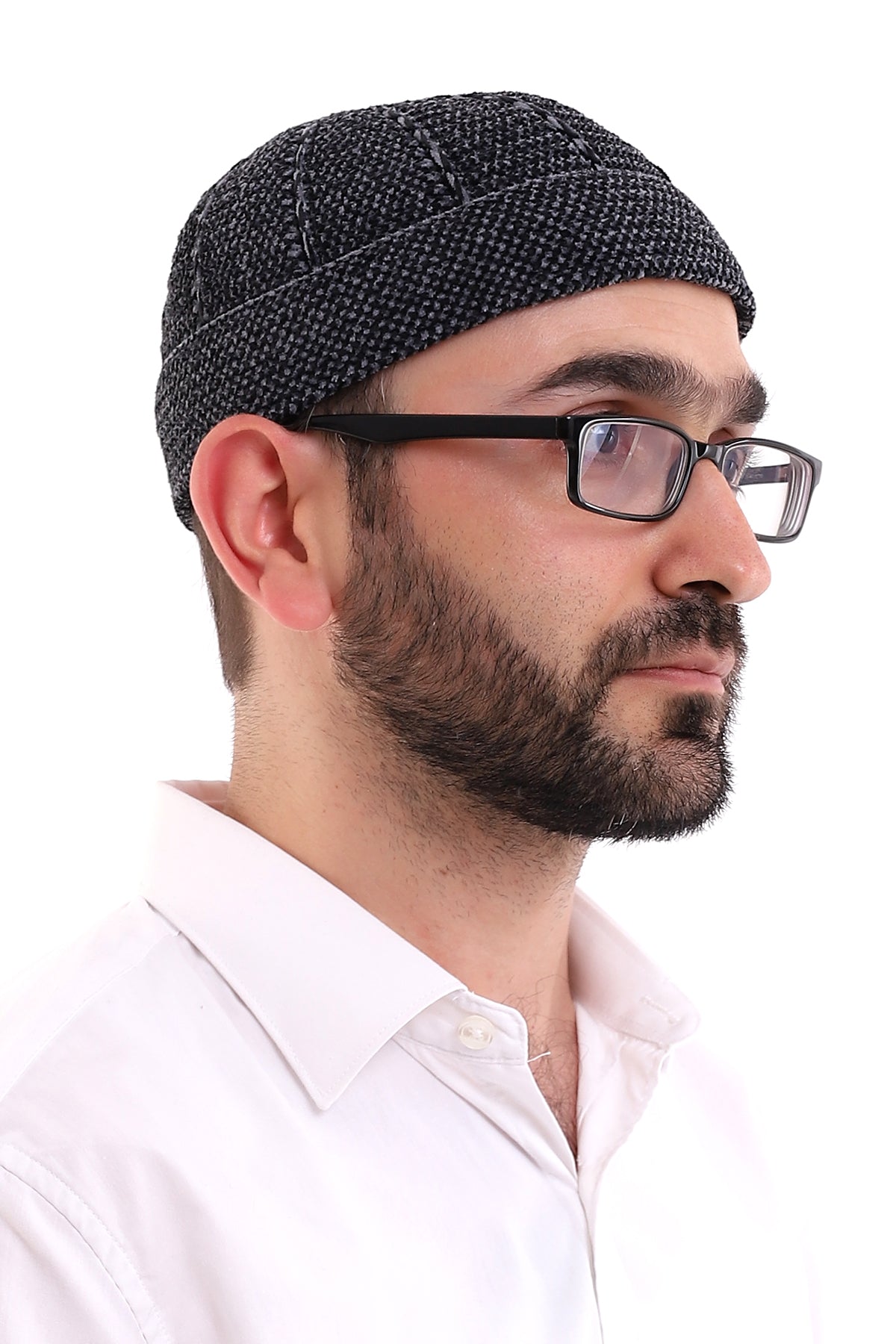 Muslim Winter Velvet Roll - up Edge Skullcap for Men, Islamic Gifts, Standart Size - ihvan