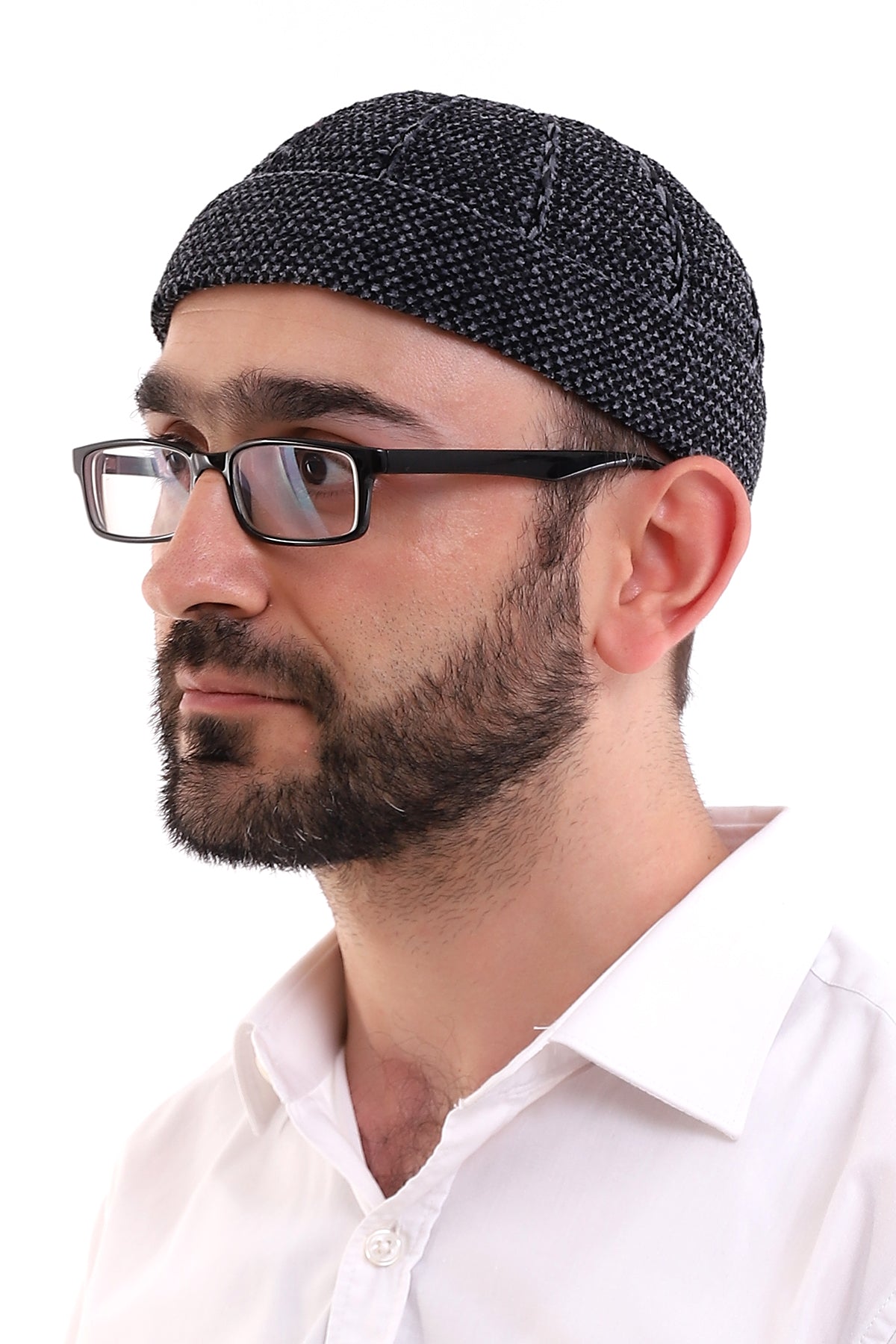 Muslim Winter Velvet Roll - up Edge Skullcap for Men, Islamic Gifts, Standart Size - ihvan