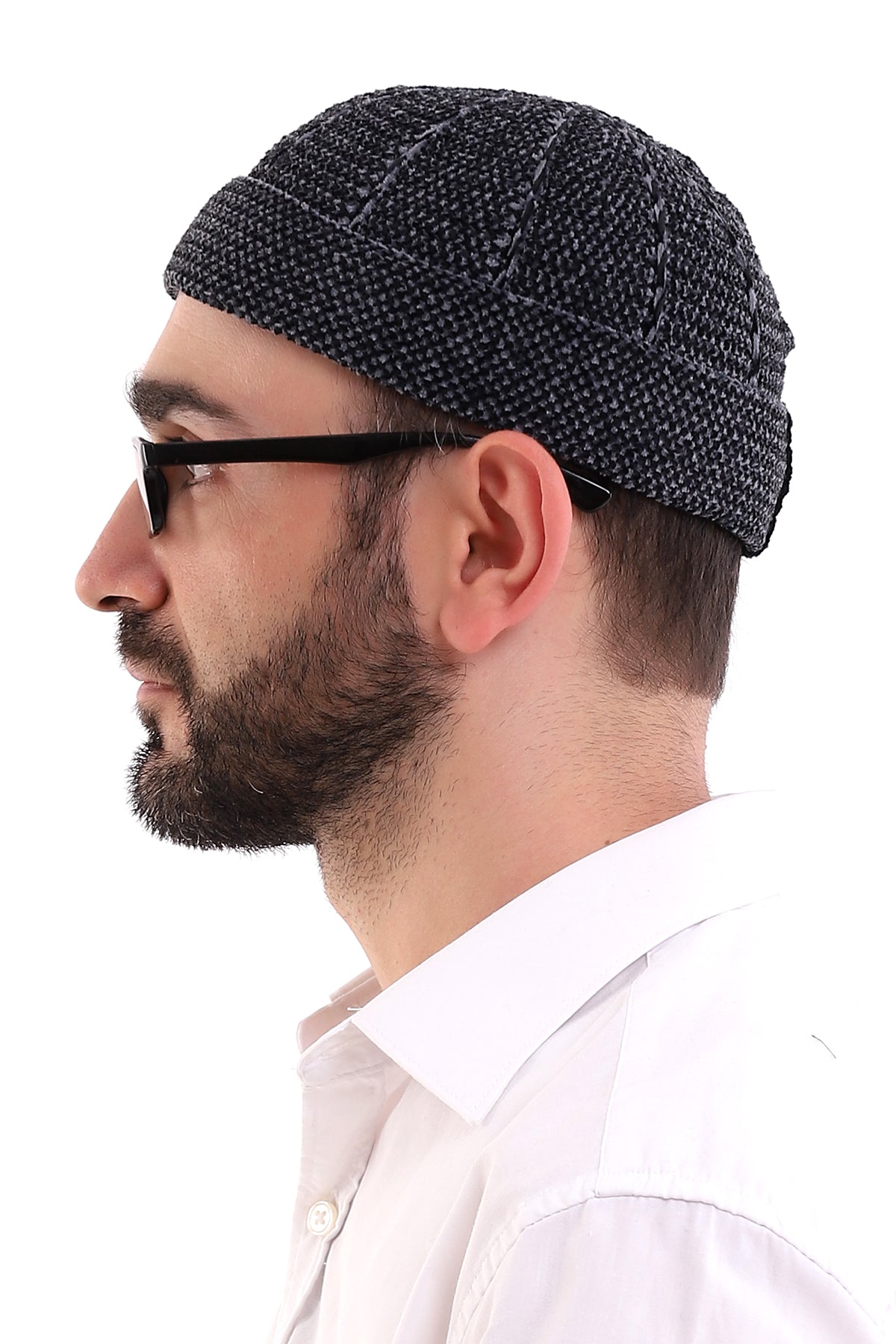 Muslim Winter Velvet Roll - up Edge Skullcap for Men, Islamic Gifts, Standart Size - ihvan